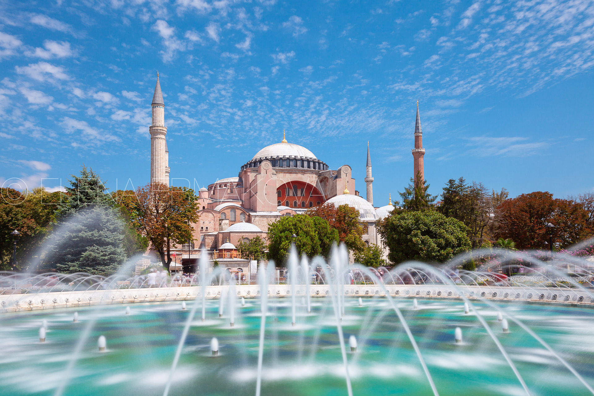A daytime view of the world's famous Hagia Sophia museum, Istanbul, Turkey
