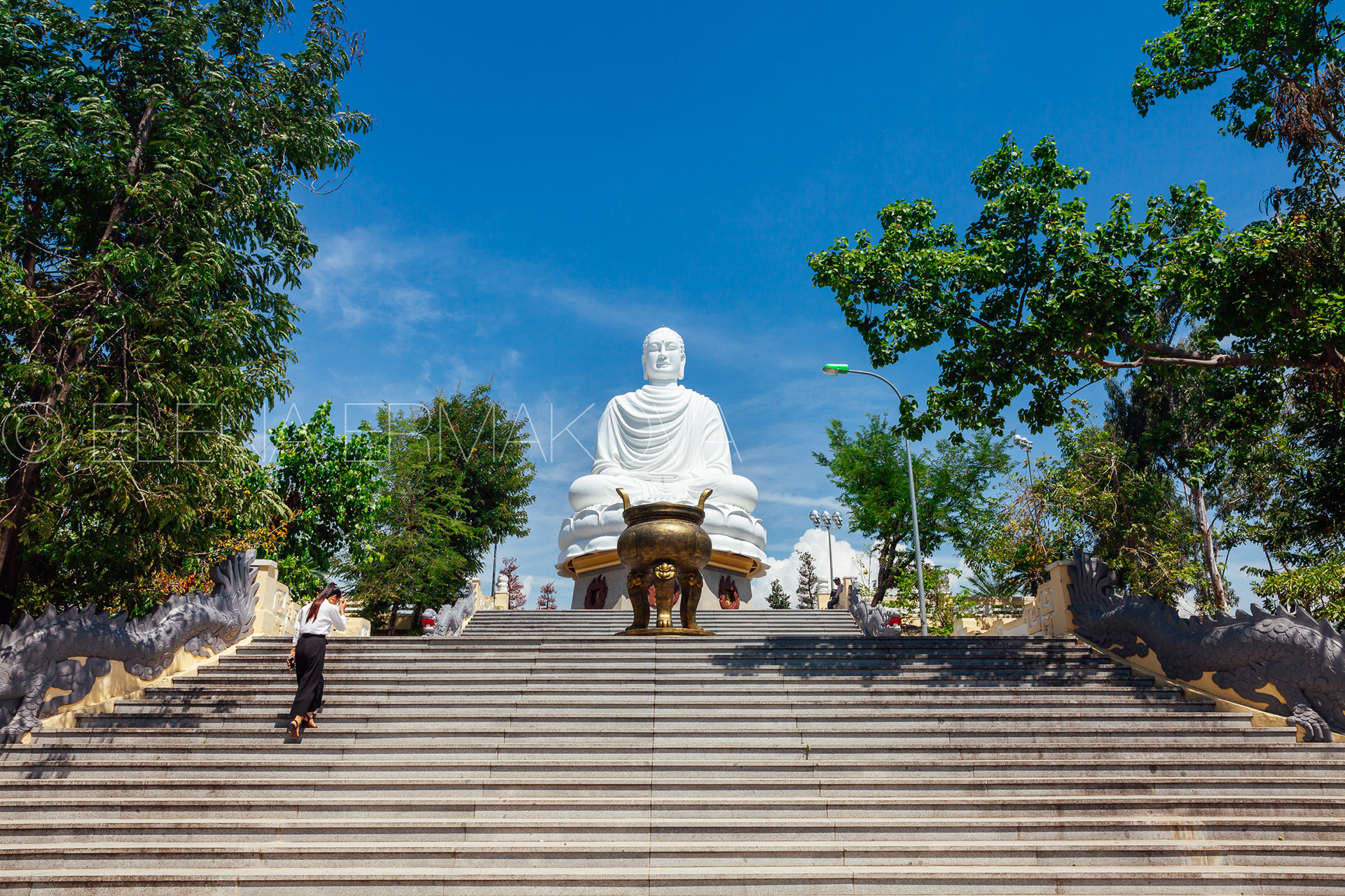 The sitting Buddha statue at the Long Son Pagoda, Nha Trang, Vietnam