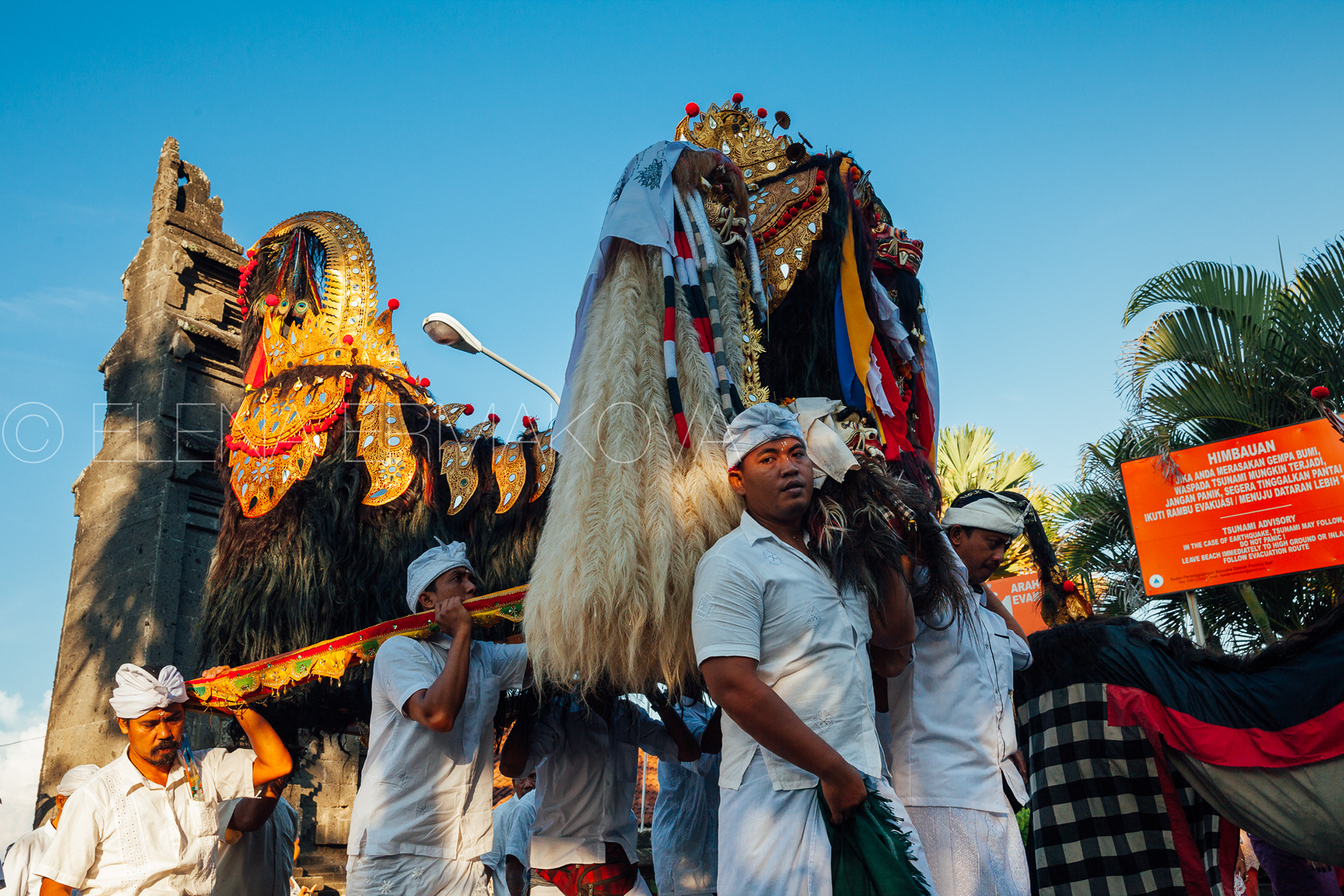 The religious procession during Nyepi celebrations, Bali, Indonesia.