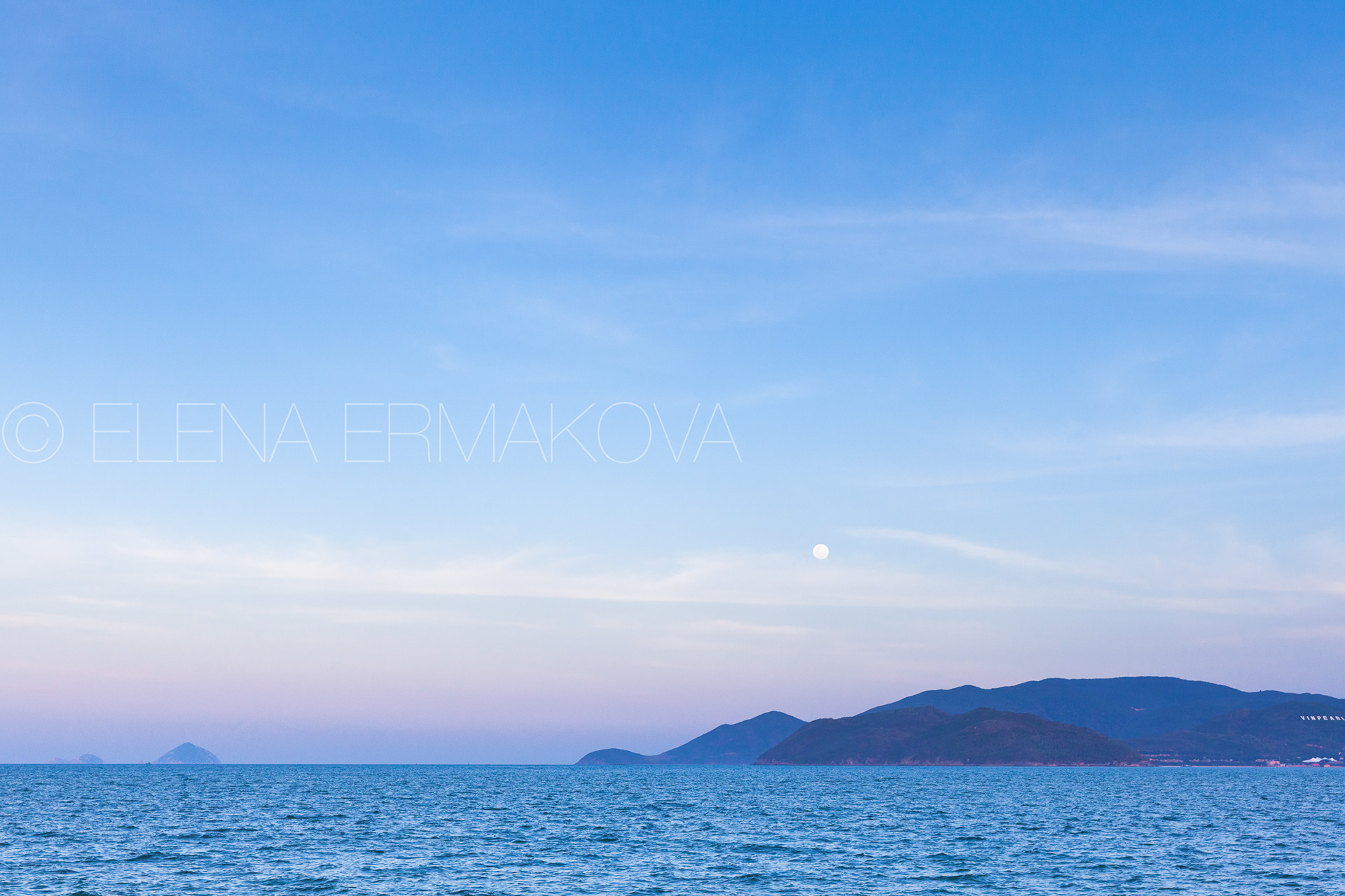 Moonrise over the sea, Nha Trang, Vietnam