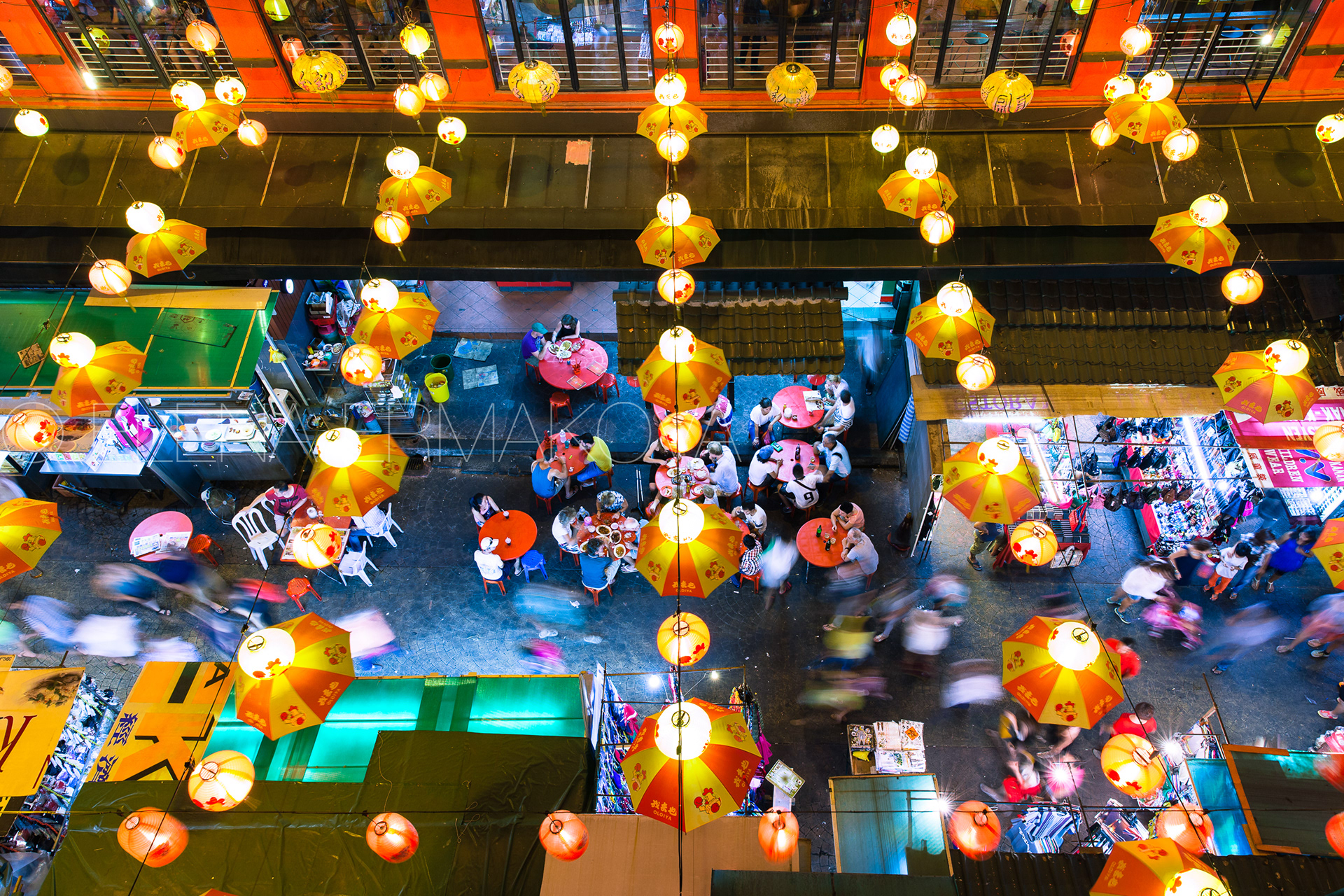 Crowded night scene of Kuala Lumpur's Chinatown, Malaysia