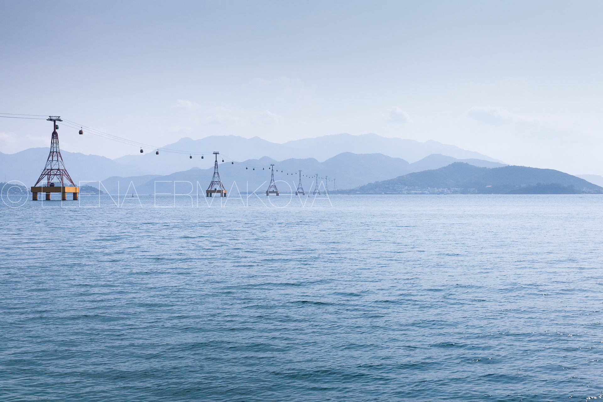 The world's longest cable car over sea leading to Vinpearl Amusement Park, Nha Trang, Vietnam