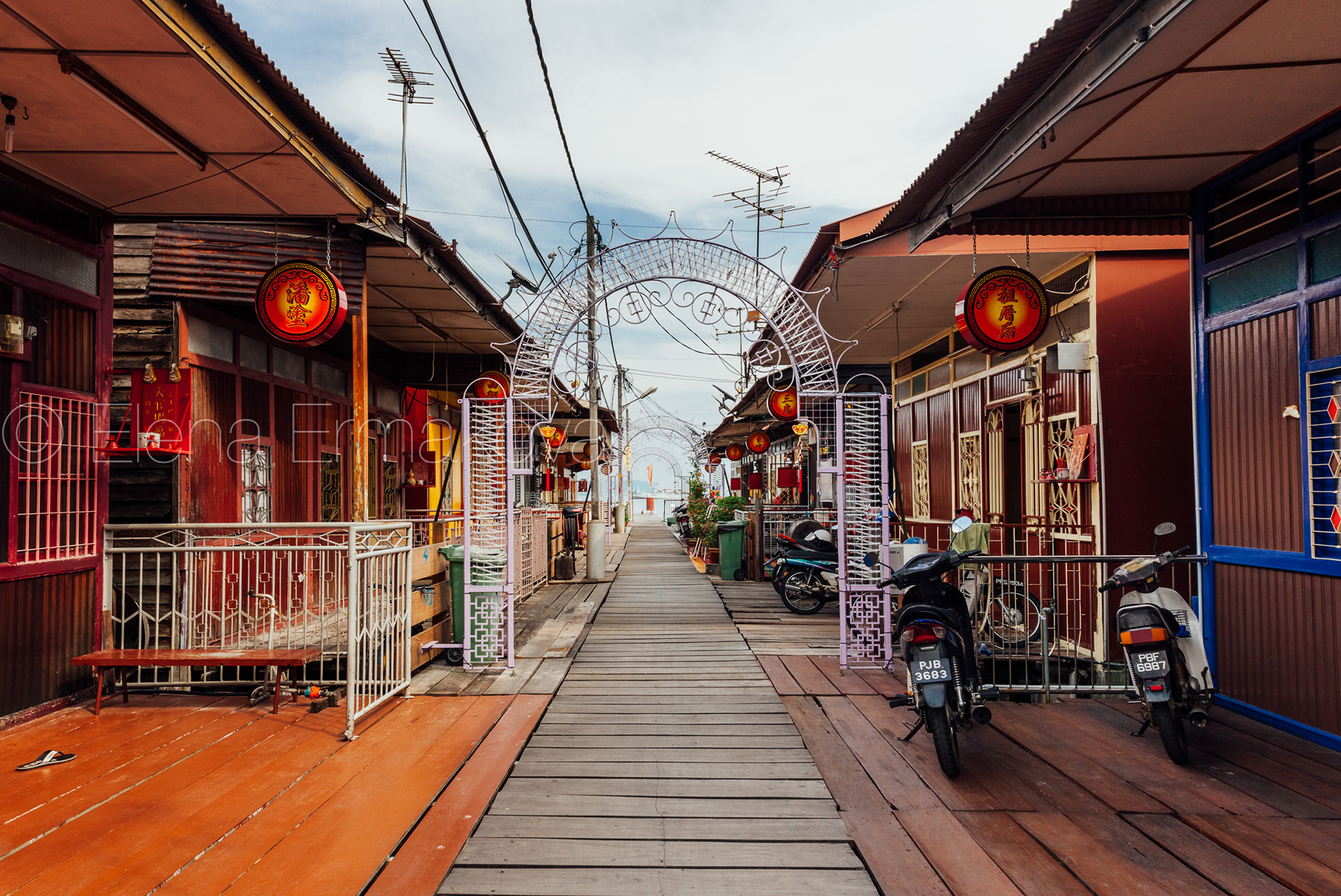 Heritage stilt houses of the Chew Clan Jetty, George Town, Penang, Malaysia. Travel photography by Elena Ermakova.