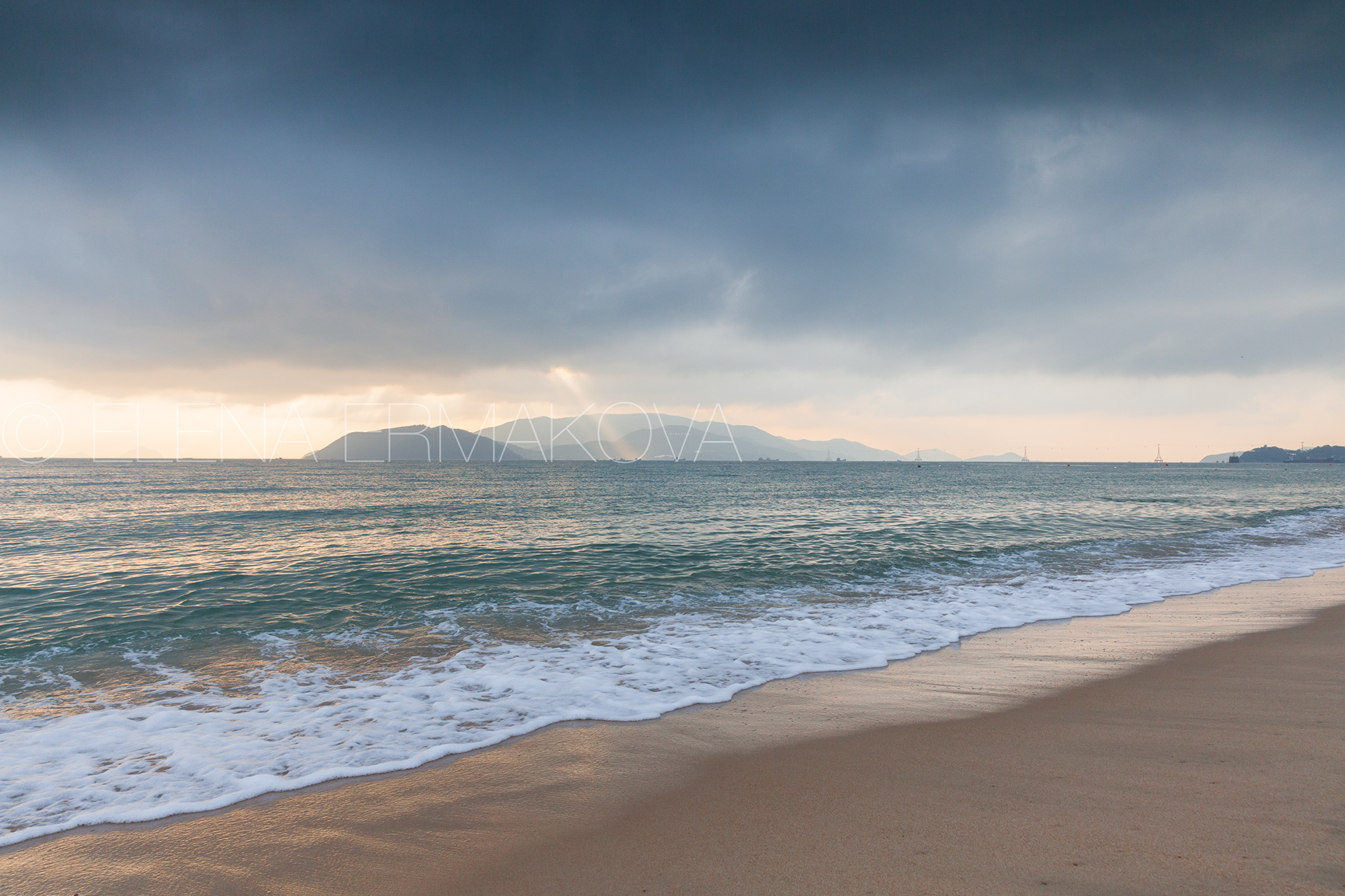 Dramatic sky over Nha Trang beach, Vietnam