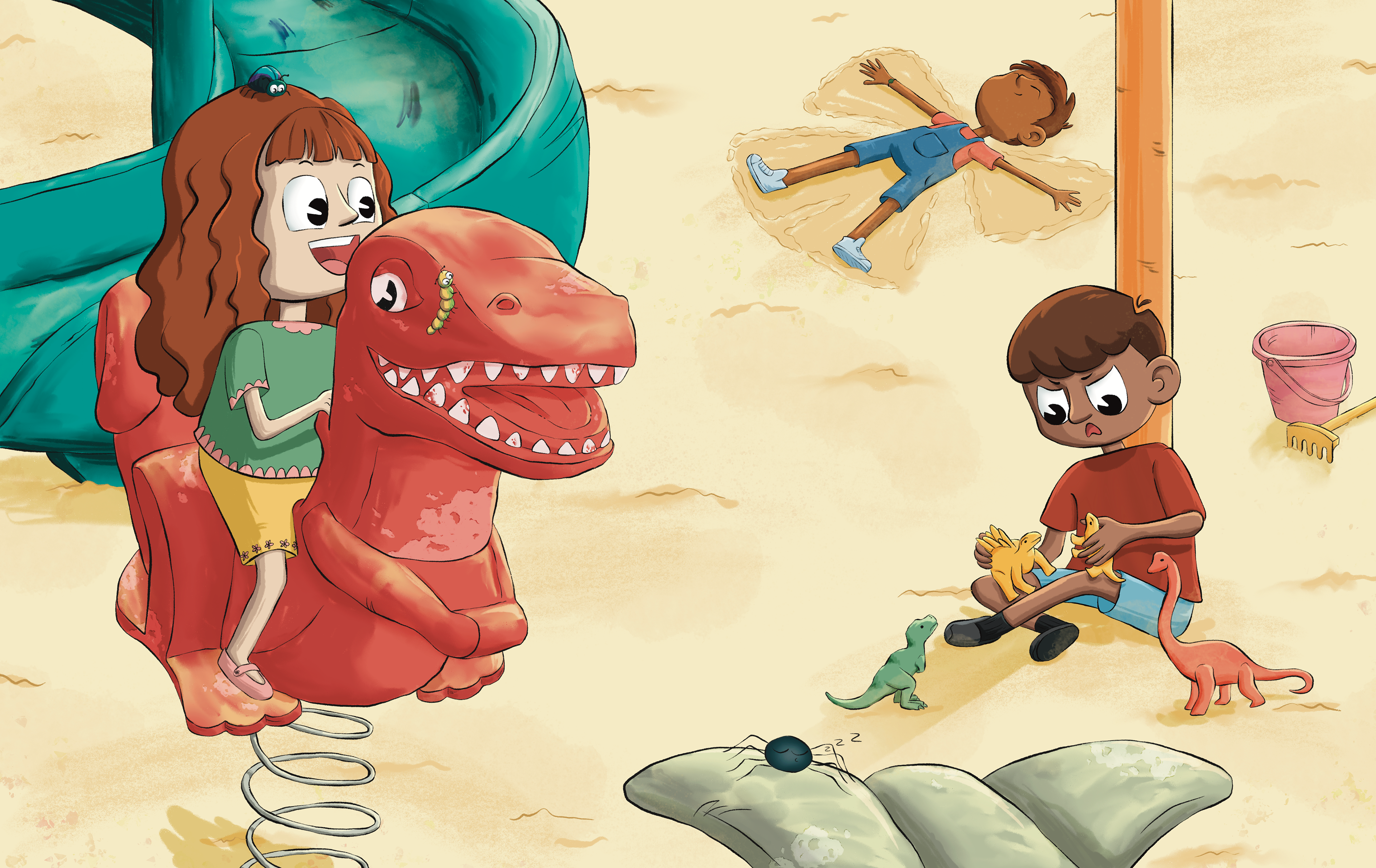Recess Explorers: Dino Spring Rider, 16.25" x 10.25"
