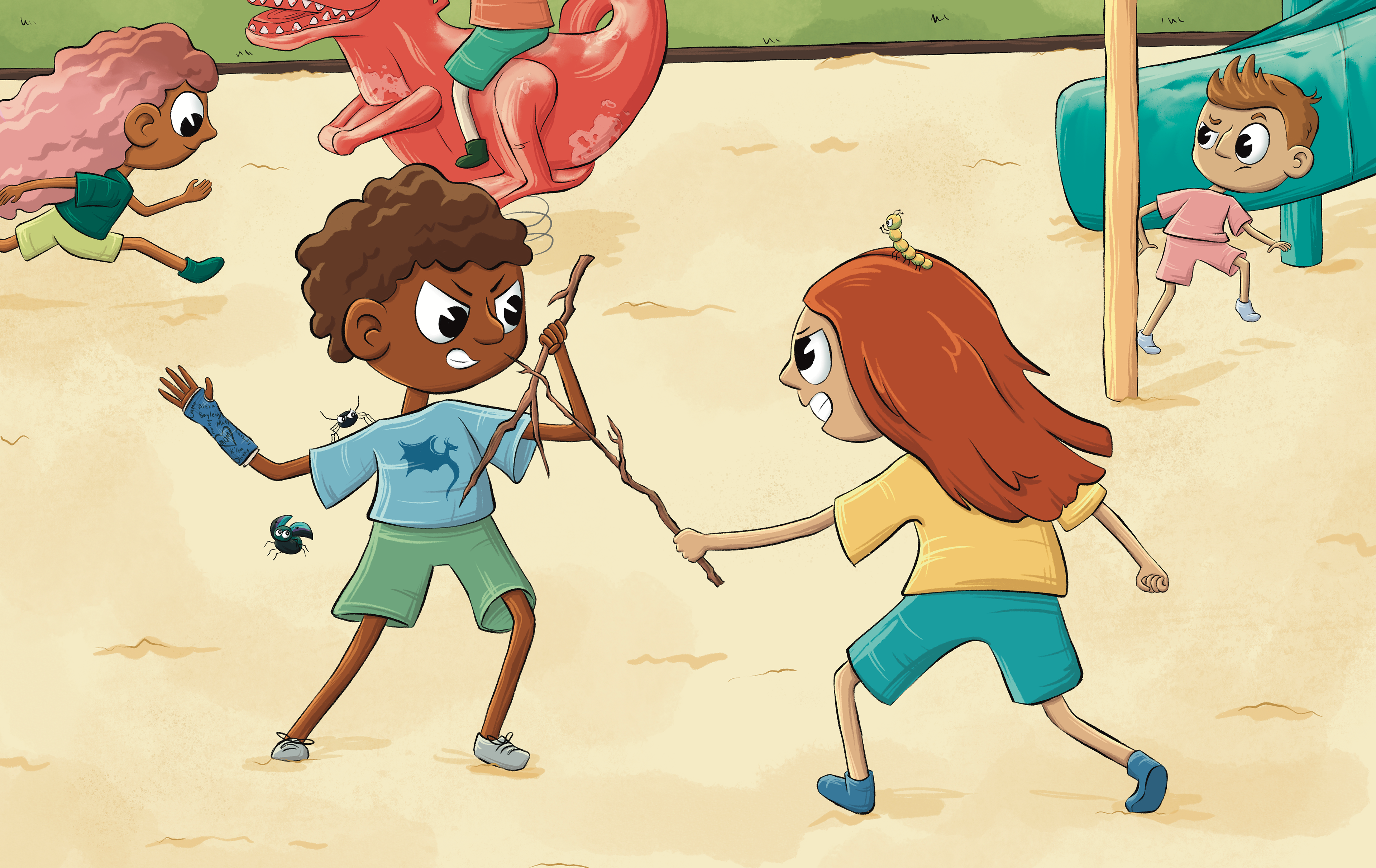 Recess Explorers: Stick Battle, 16.25" x 10.25"