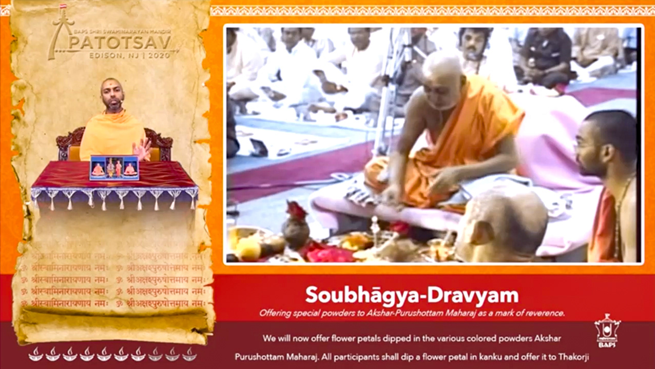 Screenshot from the live program showing a historic clip of the temple..