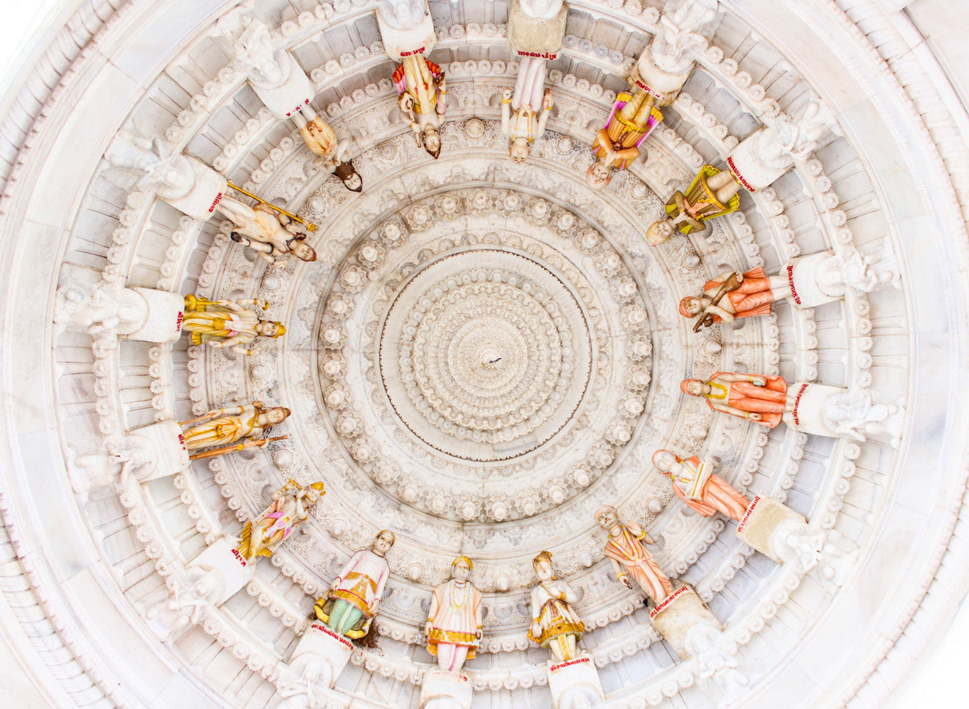 The inner dome of BAPS Shri Swaminarayan Mandir Gadhada, Gujarat, India