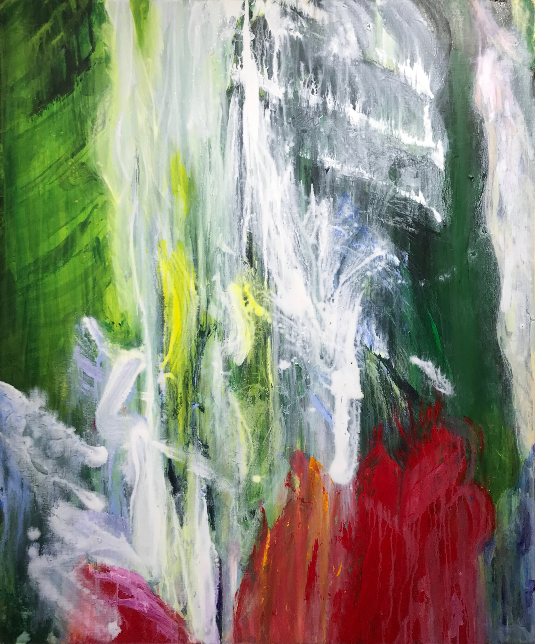 "Flora Into Light 2" 2018, Acrylic on Board, 48x36 in