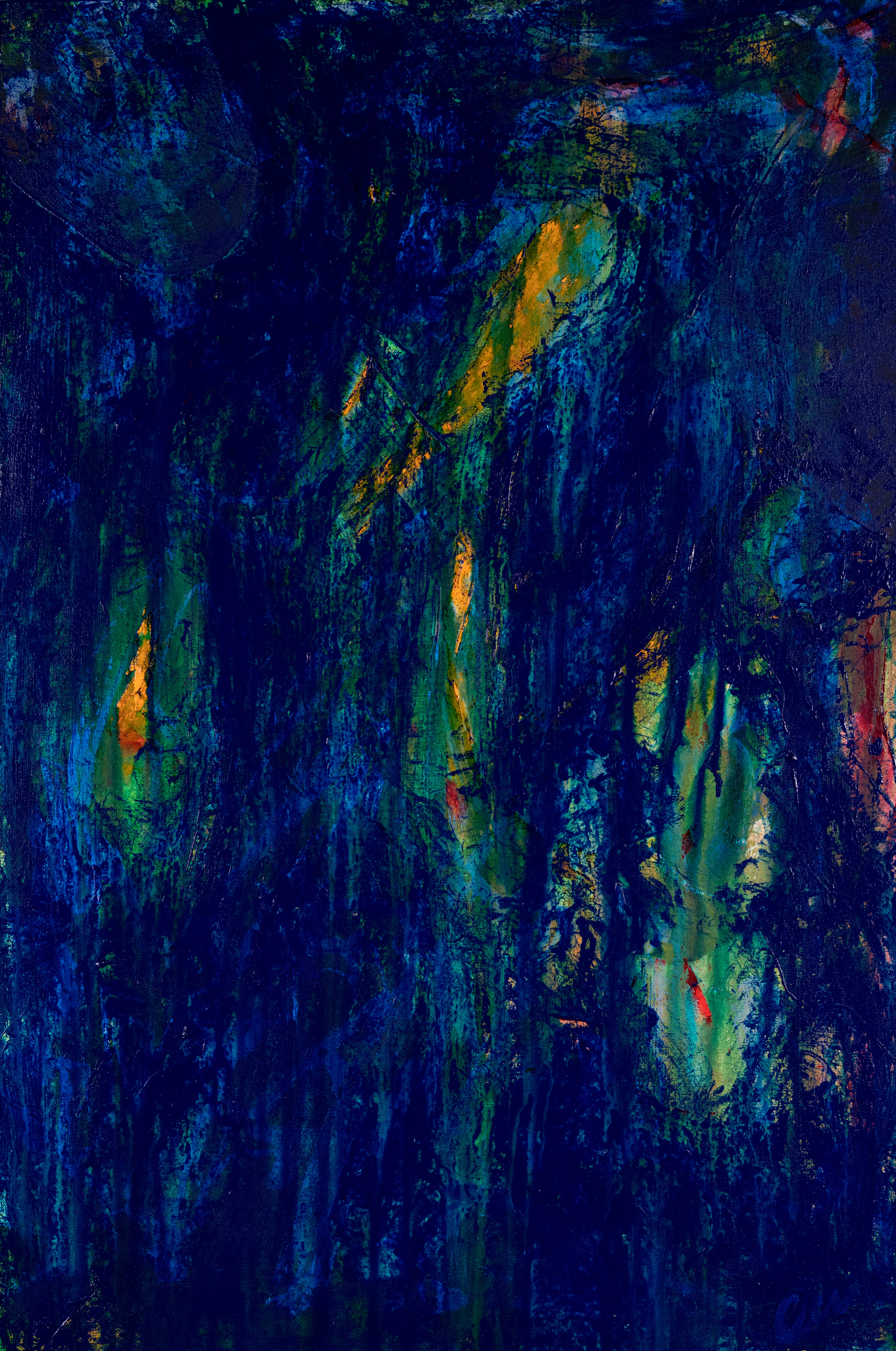 "Stretching and Chasing 1" 2024, Acryic on Canvas, 24x36 in