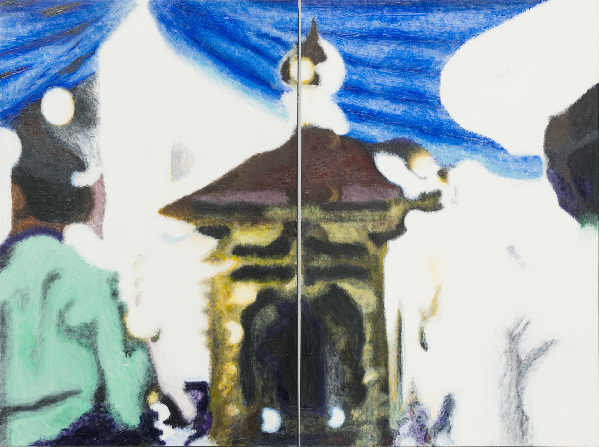 "At the Shrine" Diptych, 2016, Acrylic on Board, 36x48 in