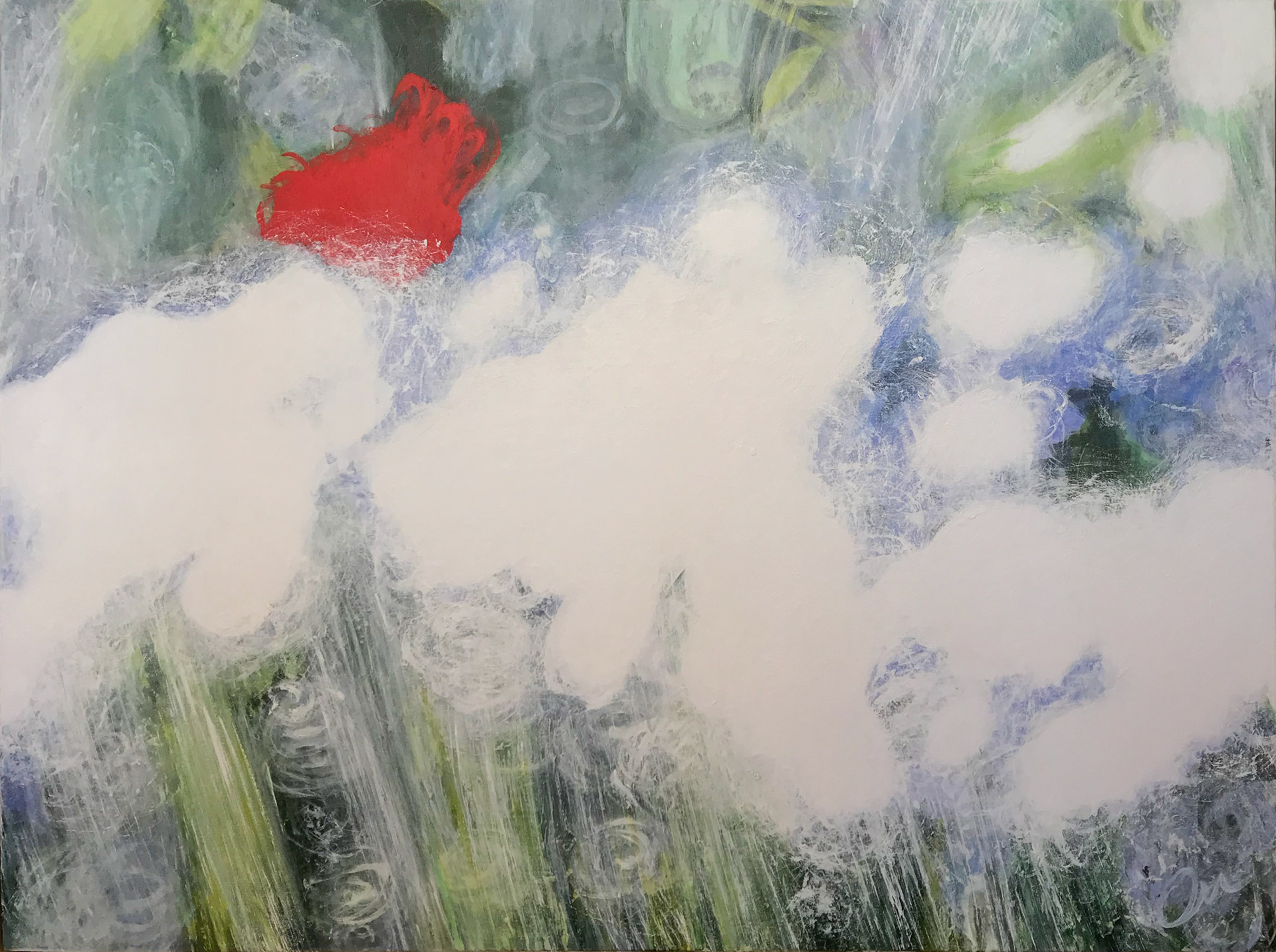 "Flora Into Light 1" 2019, Acrylic on Canvas on Board, 36x48 in