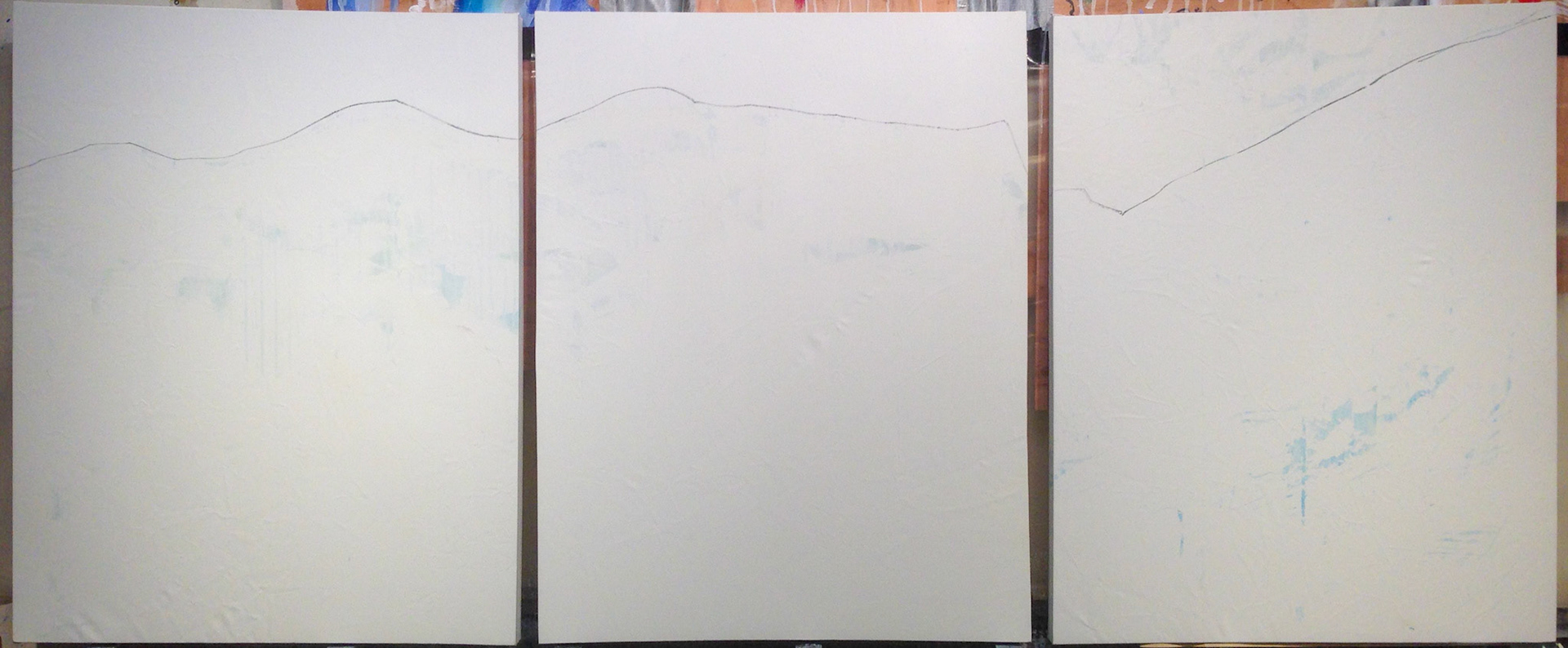 "Mountains" 2015, Triptych, Acrylic on Canvas, 24x54 in