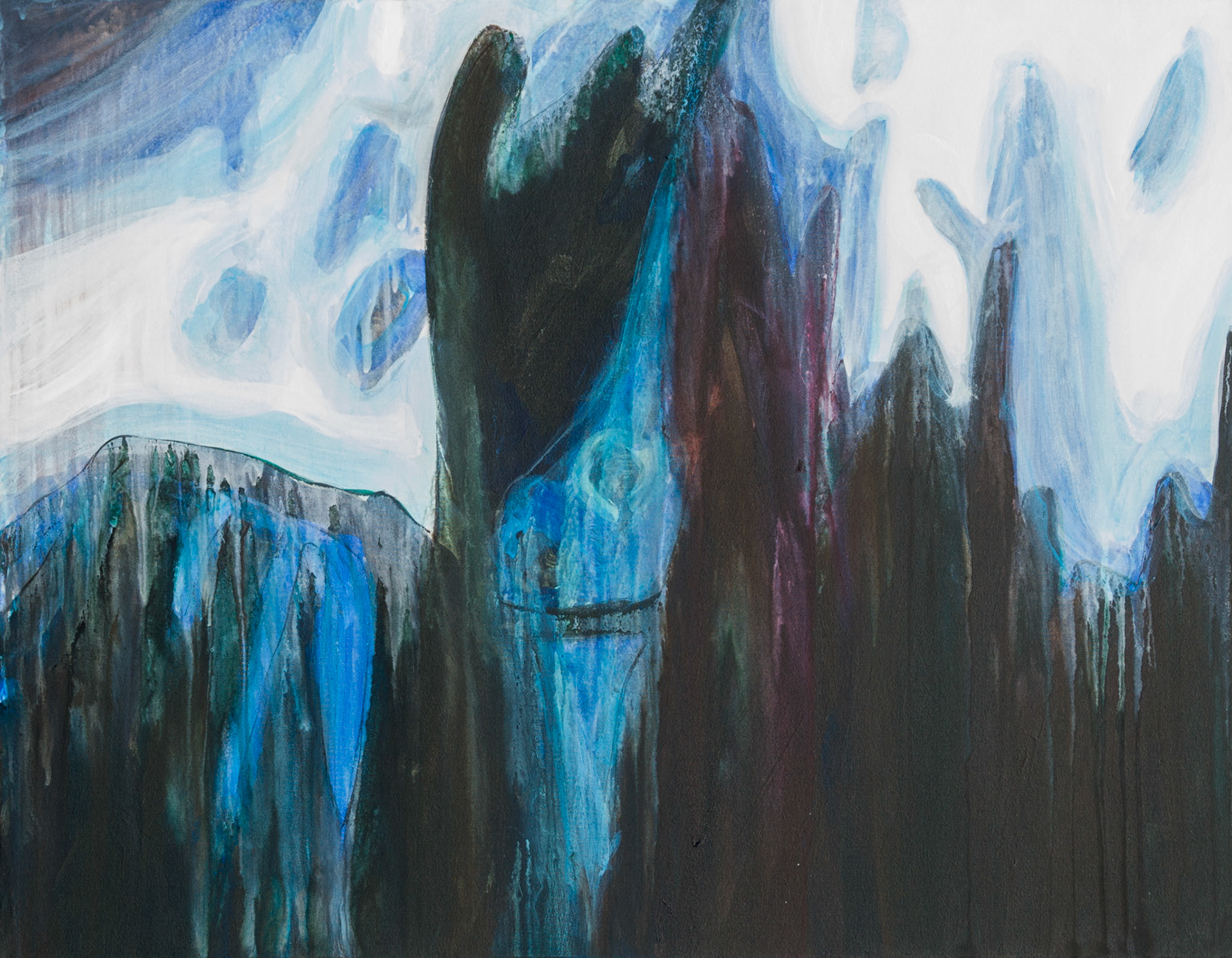 "In the Mountains" 2016, Acrylic on Canvas, 24x36 in SOLD