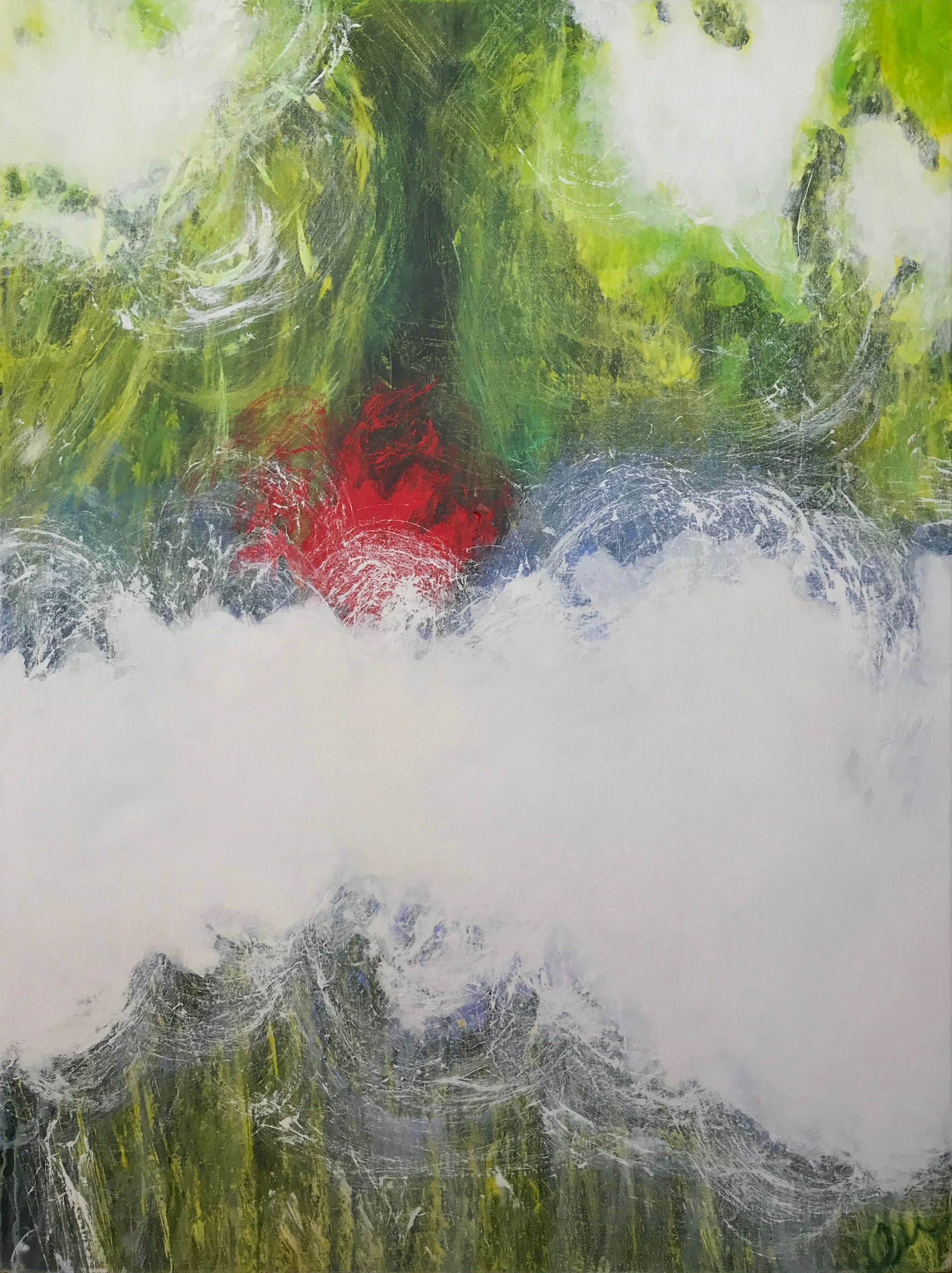 "Flora Into Light 3" 2019, Acrylic on Canvas on Board, 48x36 in