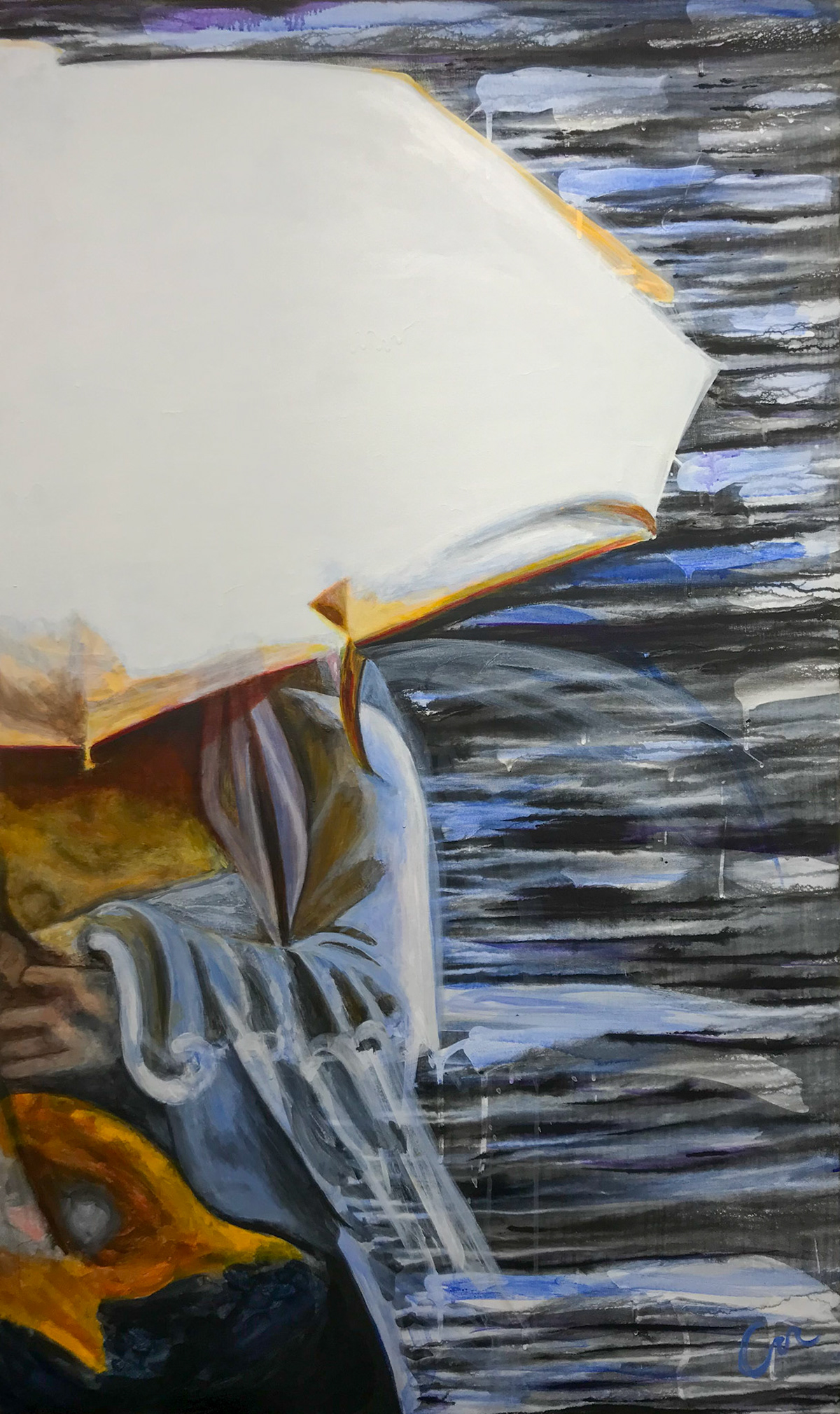 "Umbrella in Seoul" 2018, Acrylic on Canvas, 60x36 in SOLD