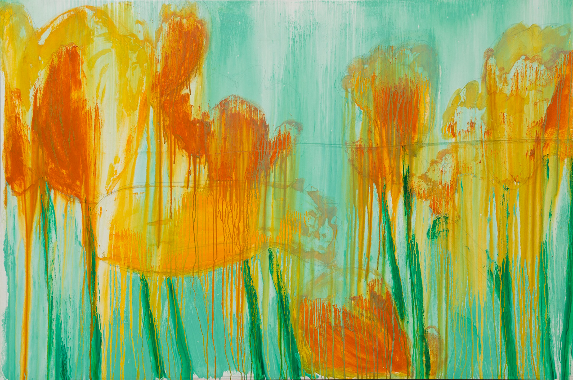 "Daffodils" 2015, Acrylic on Canvas, 48x72 in