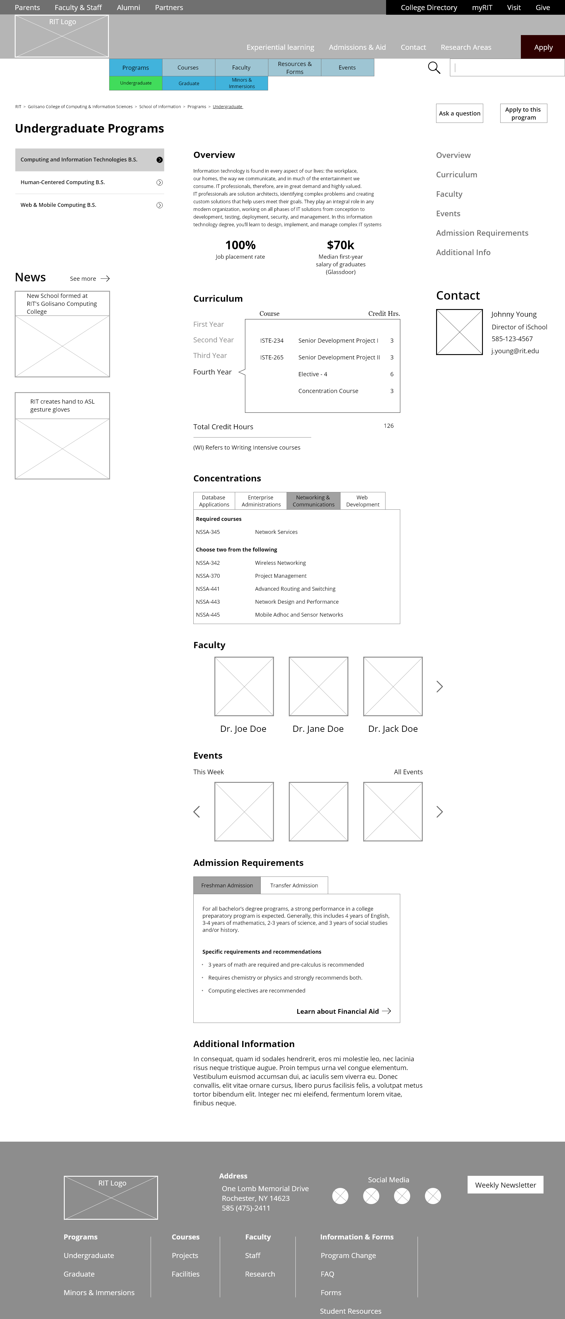 User selects CIT from the program list. Progressive Disclosure used to display information about the program.