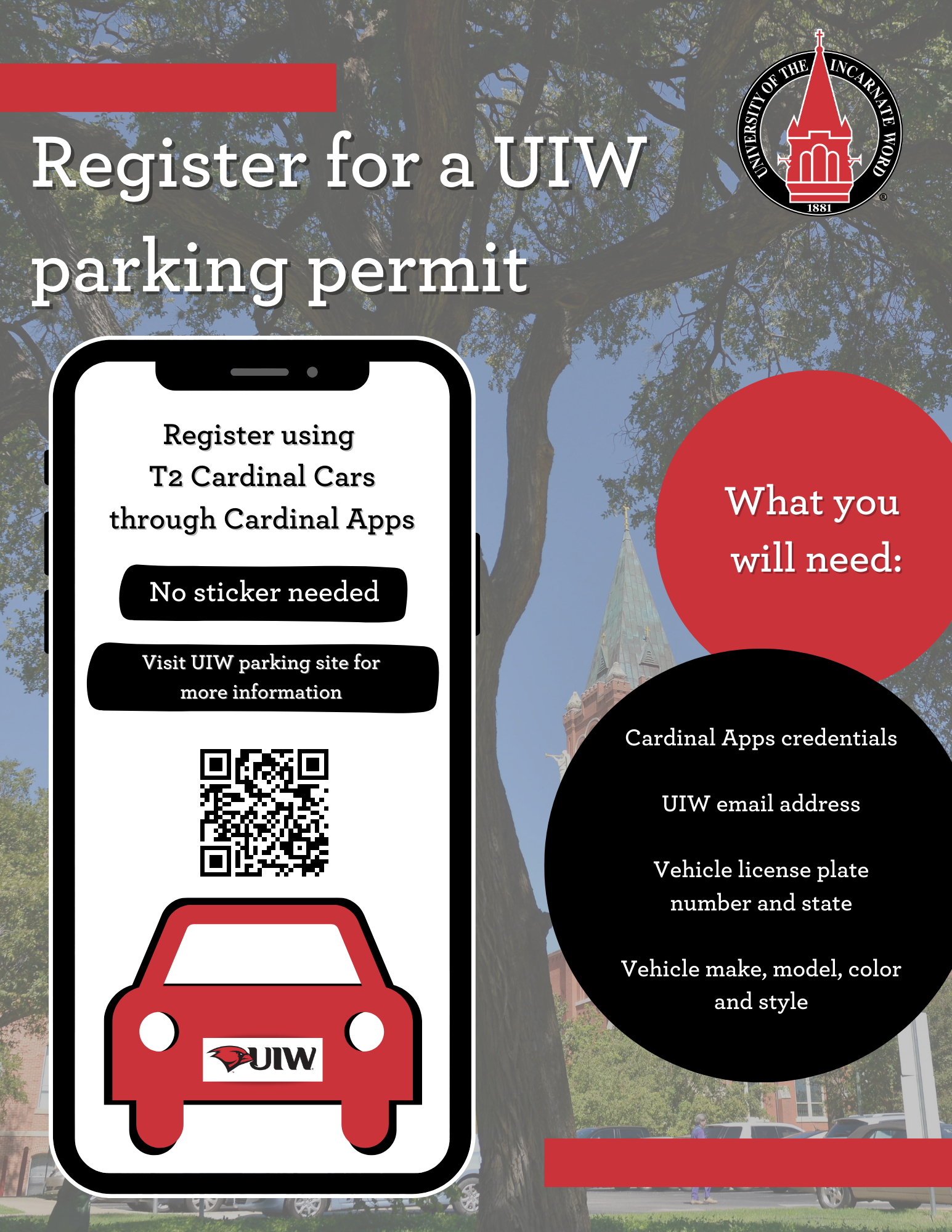 UIW Orientation Parking permit flyer - printed for event