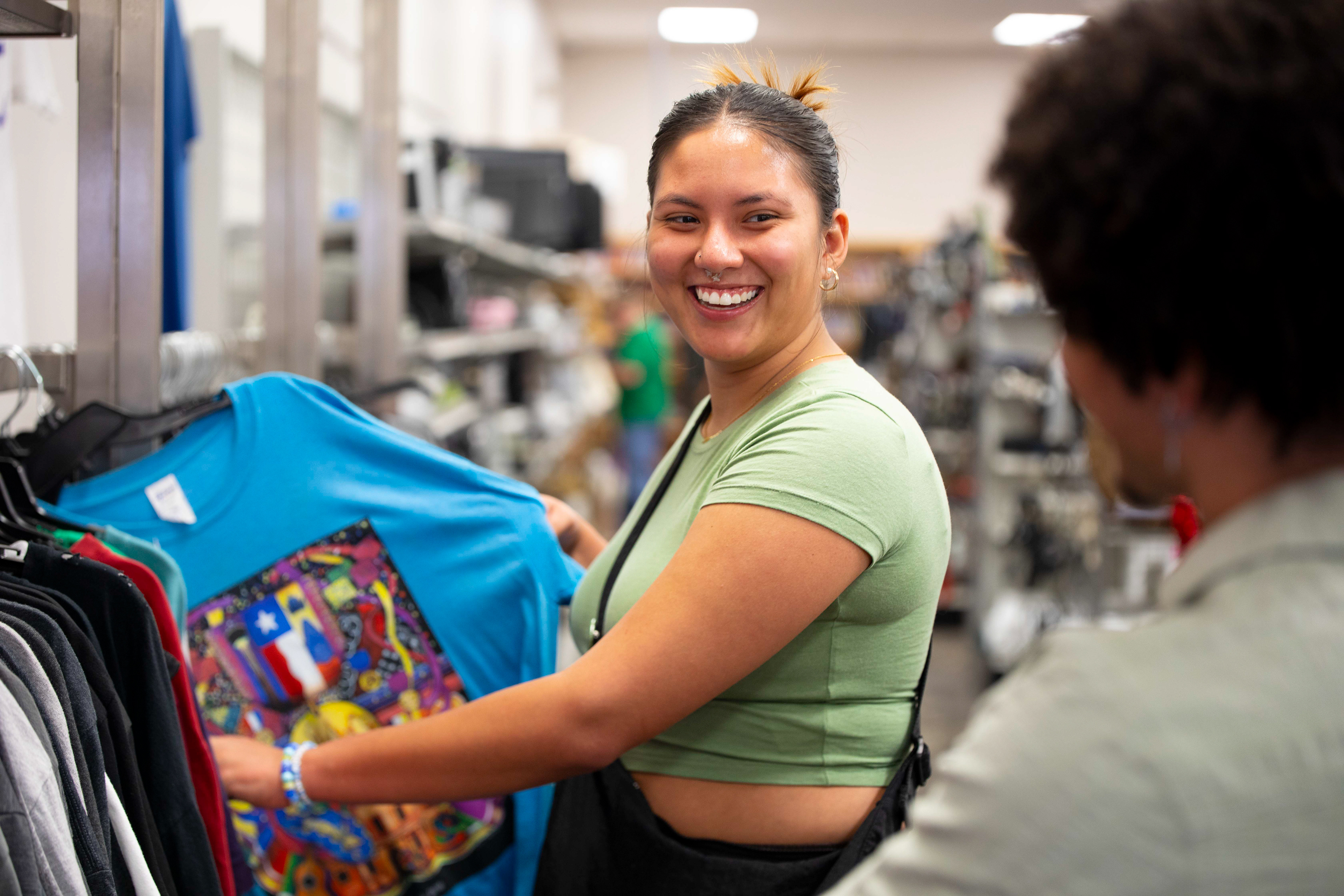 Shopper at Goodwill San Antonio Austin Highway location - Photo taken by Vanessa Mallari 2024