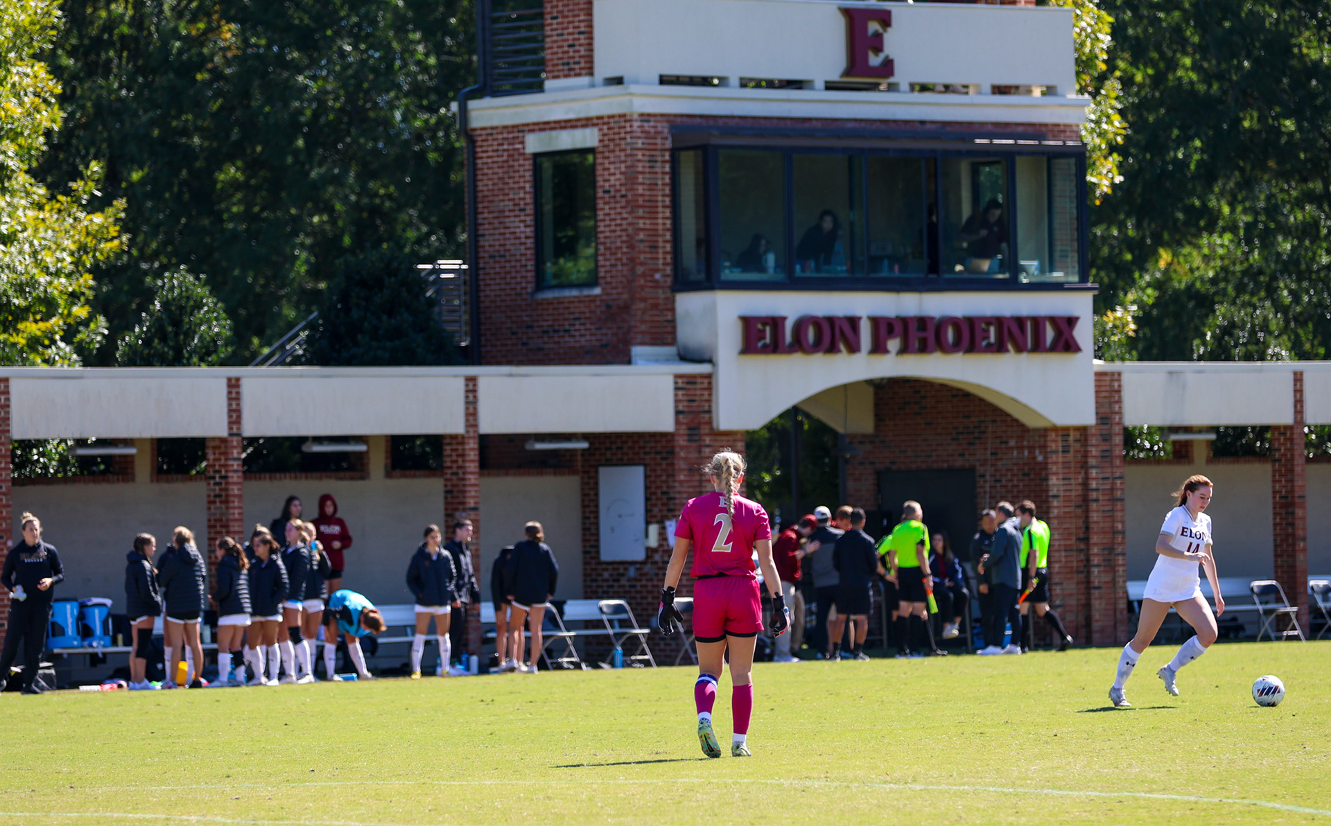 Senior goalkeeper McKenna Dalfonso walks back toward the sideline at Rudd Field during a timeout against Drexel on Oct. 8, 2023. Photo by Jacob Kisamore.