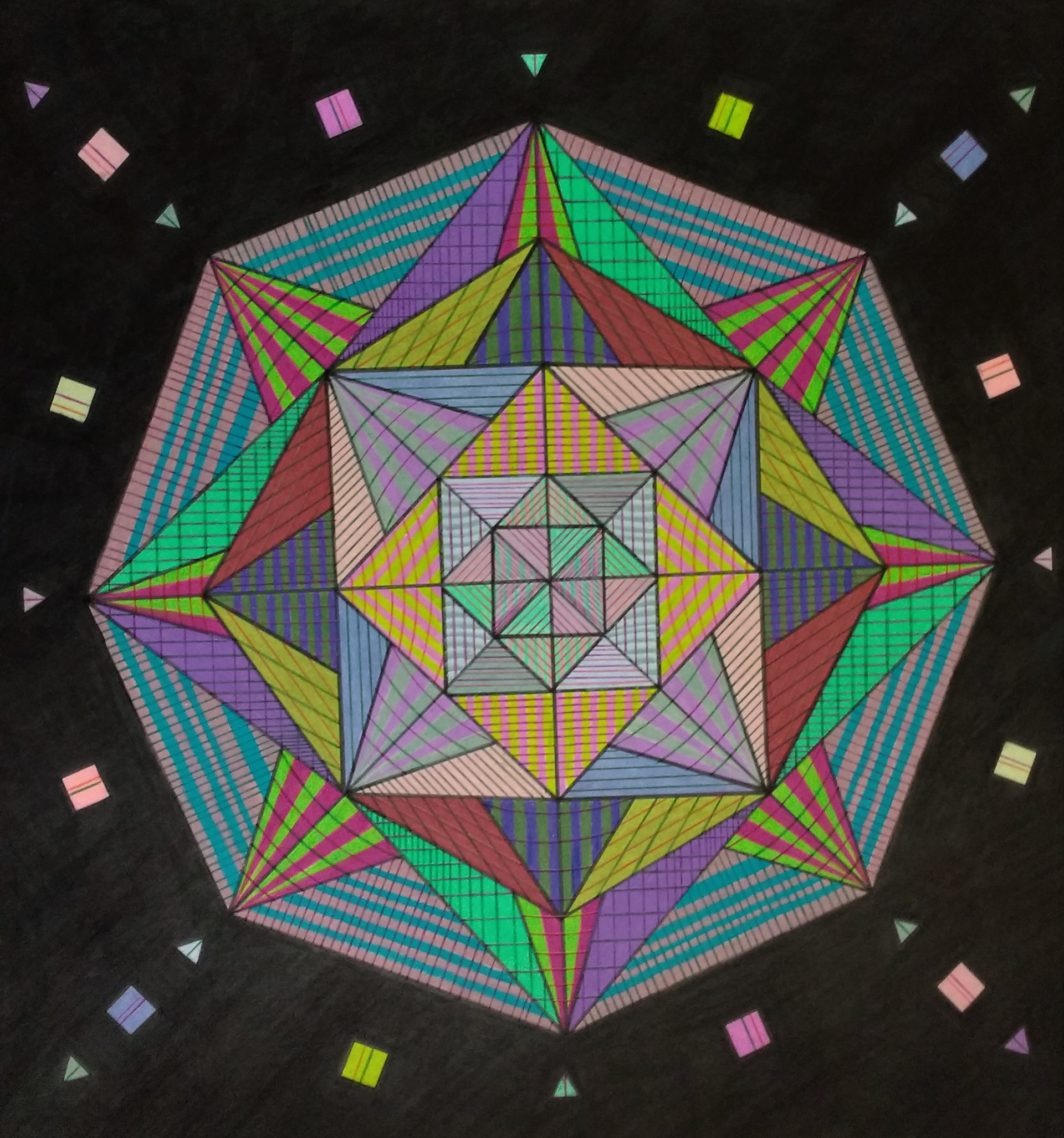 "Mandala II" 14" x 14", colored pencil