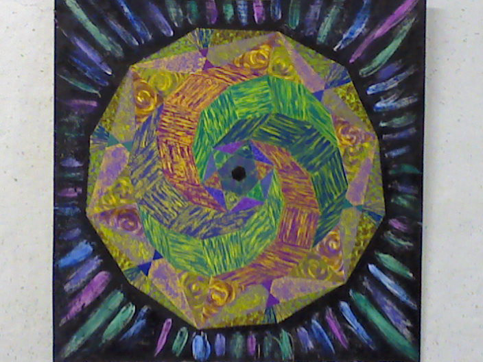 "Mandala"  22"W x 22"H, acrylic and ink