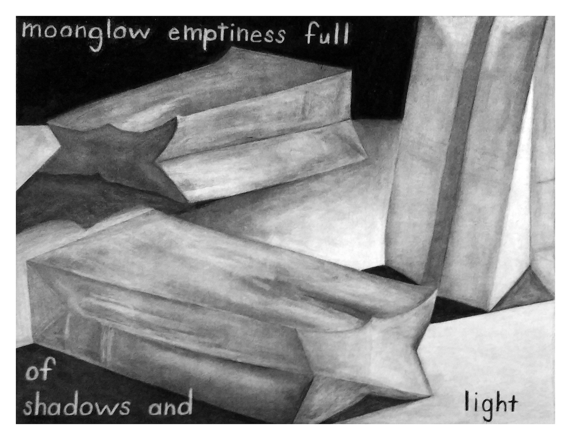 "Moonglow Emptiness" 24"W x 18"H, charcoal