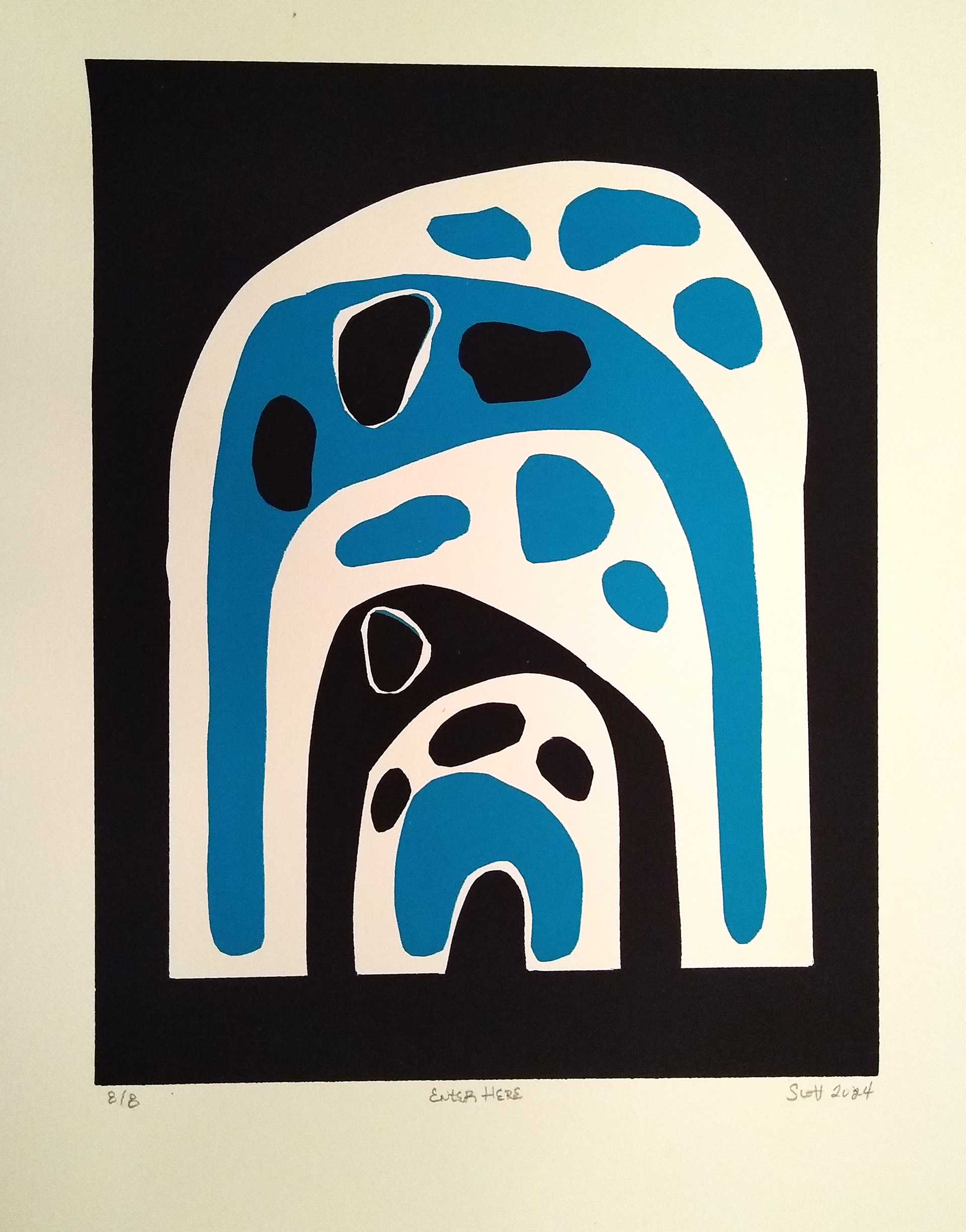 "Enter Here" 12"W x 12"H, silkscreen