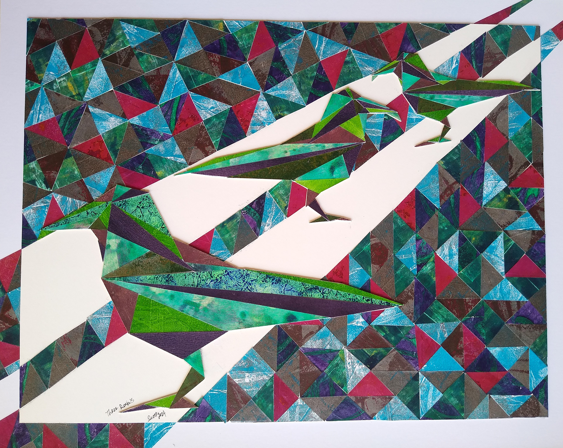 "Three Ravens" 20"W x 16"H