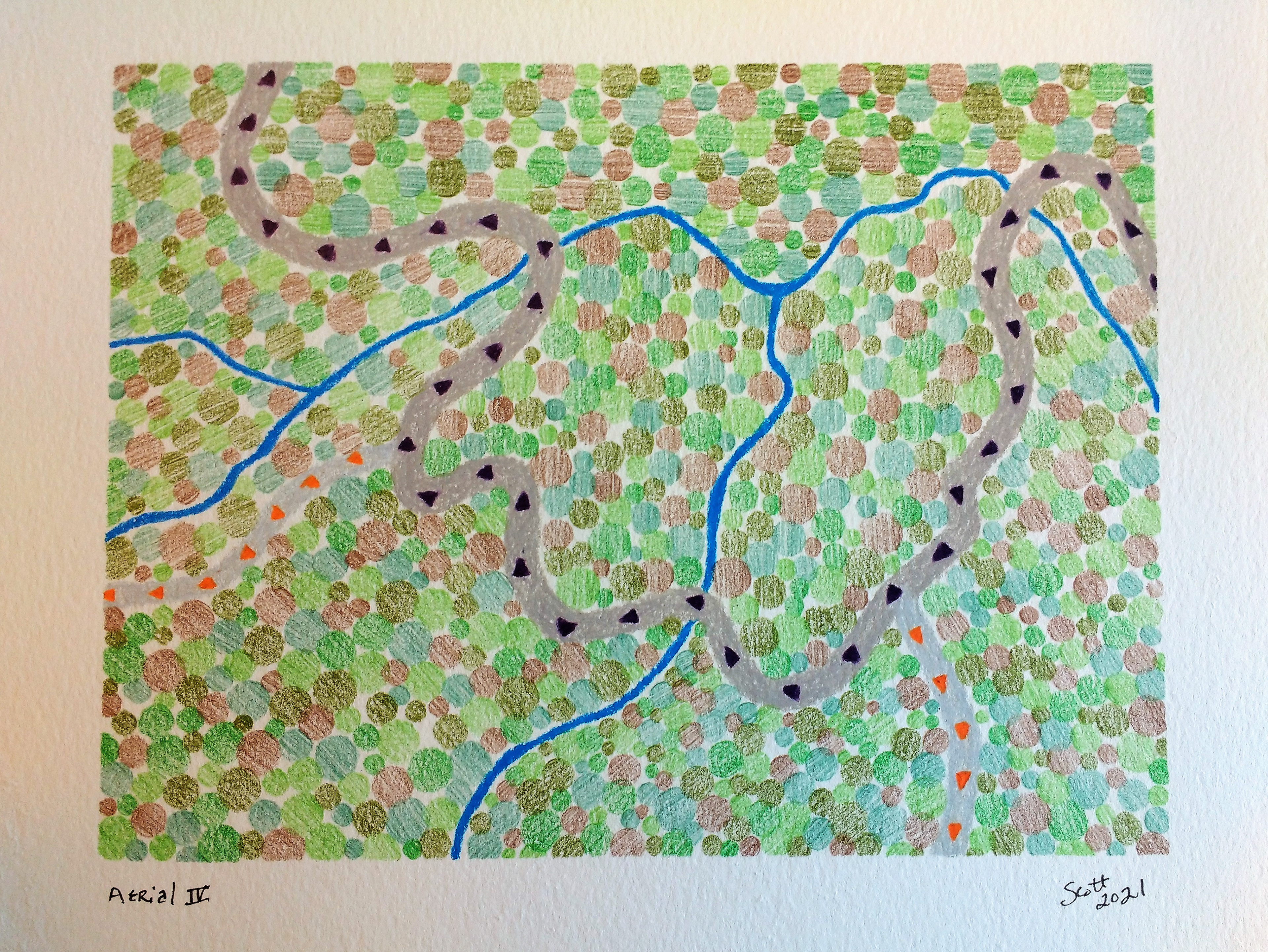 "Aerial IV" 10"W x 8"H, colored pencil