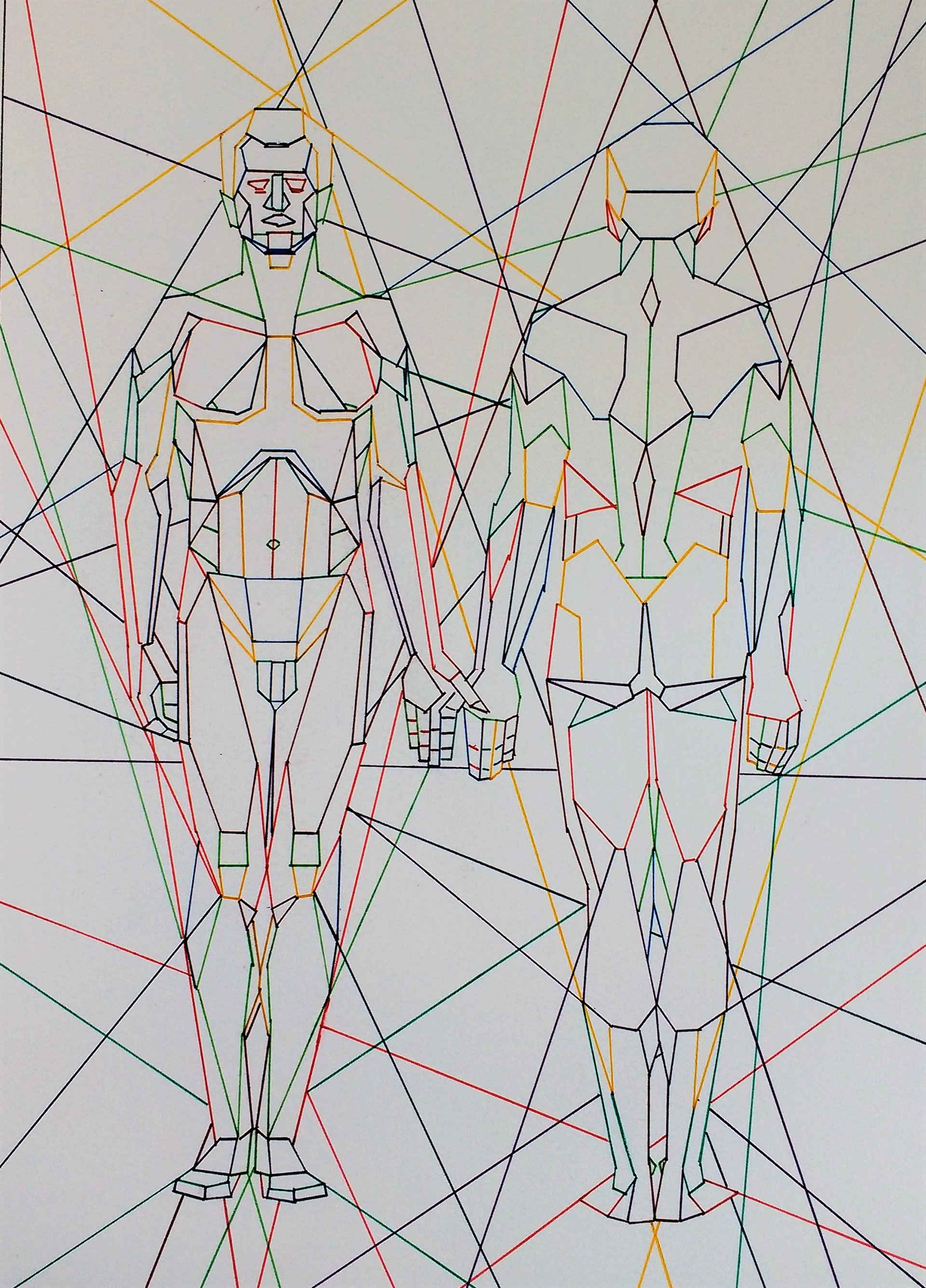 "Plane Naked" 12"W x 14"H, ink