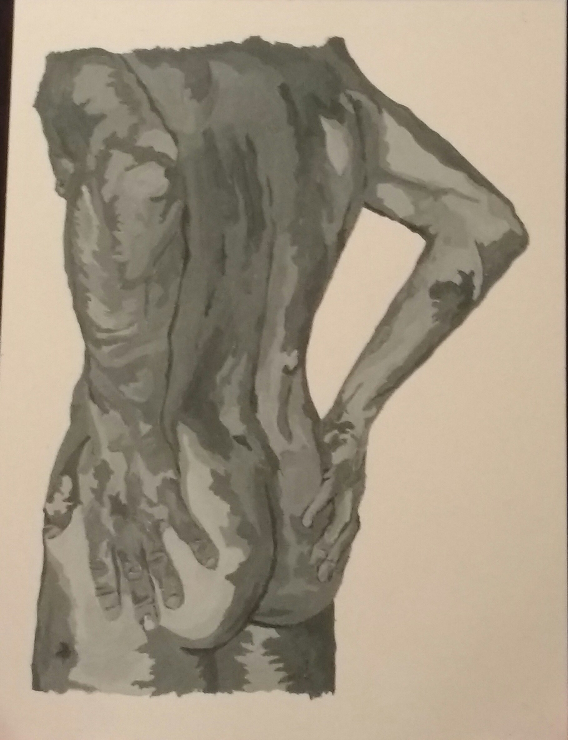 "Study in Gray"  12"W x 14"H, acrylic on paper