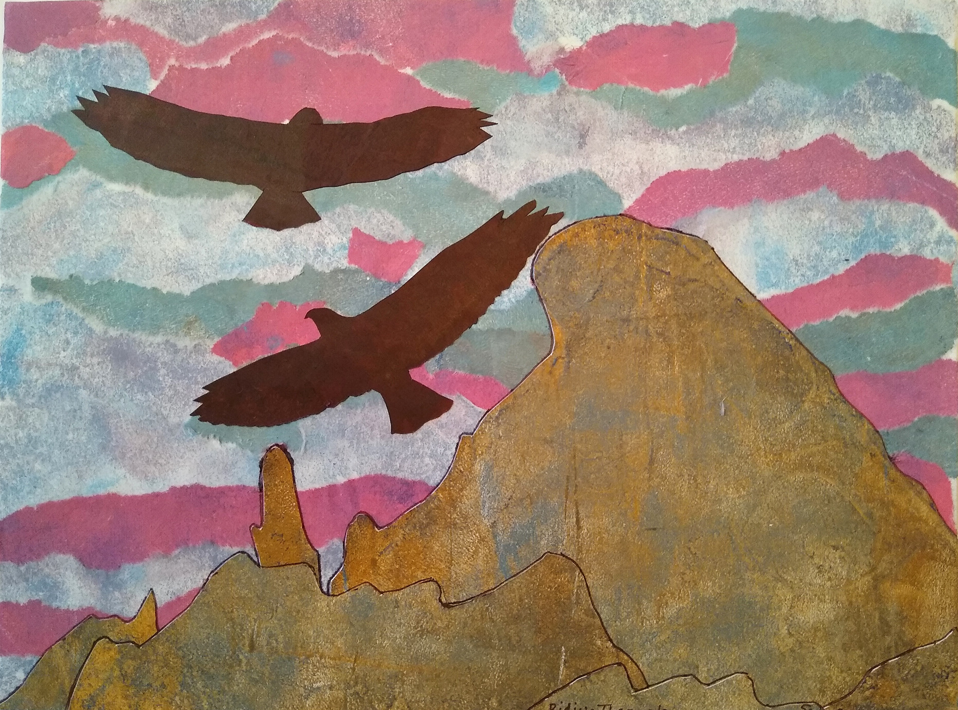 "Riding Thermals" 10"W x 8"H