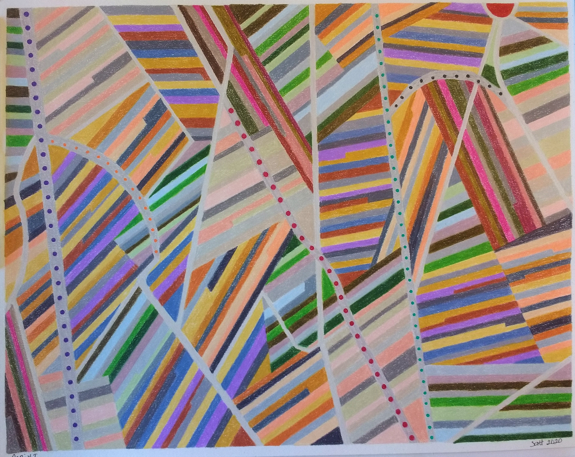 "Aerial I" 18" W x 14"H, colored pencil (SOLD)