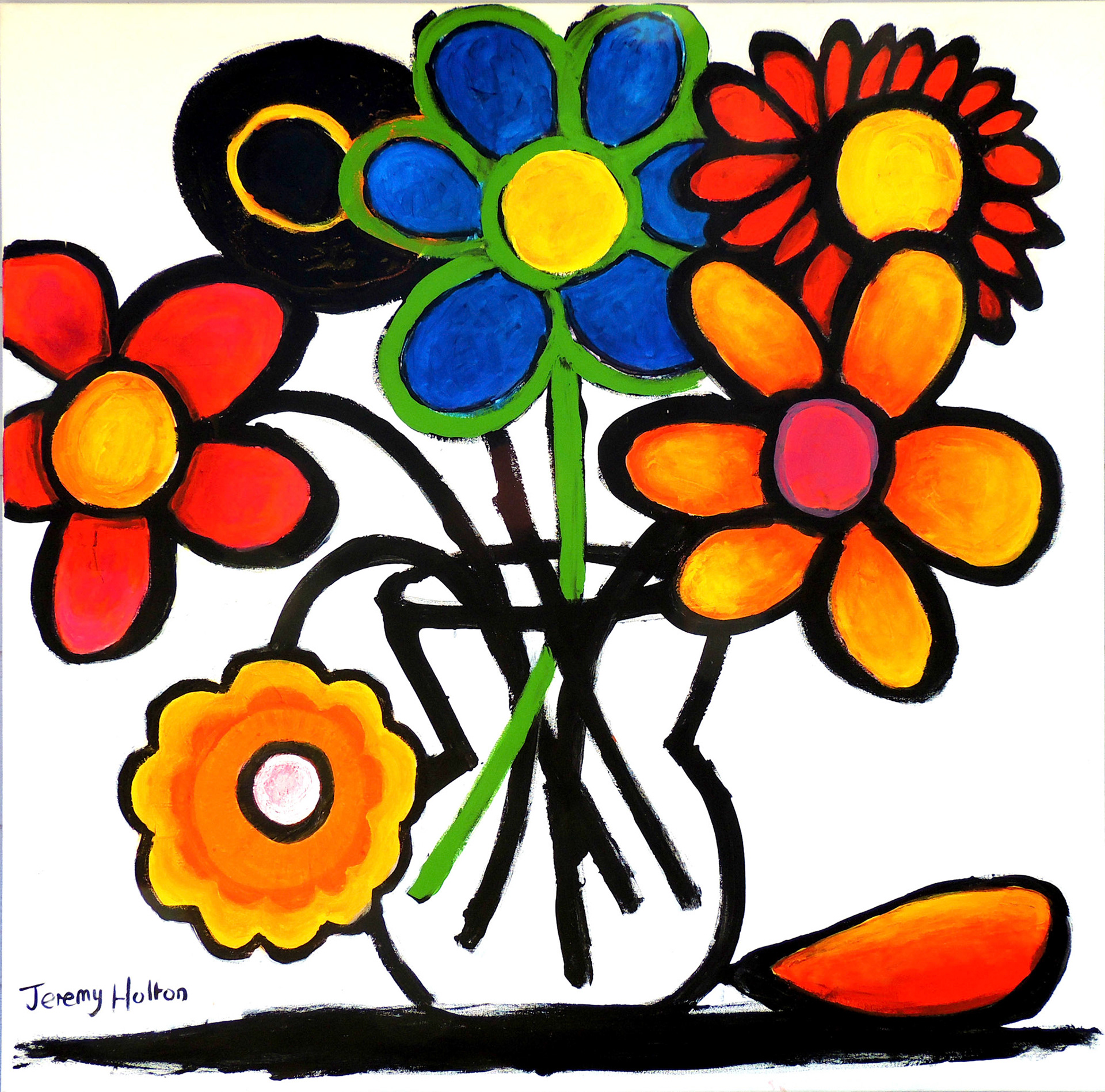 Large naive flower painting