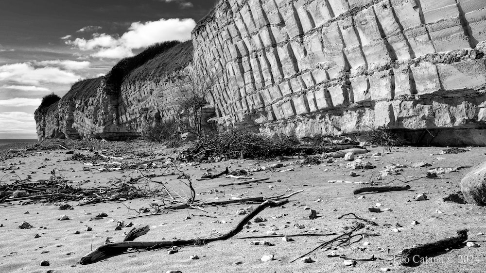 After Meteorite and Storm. Boesdal Kalkbrud, Stevns, Denmark. Black and white image