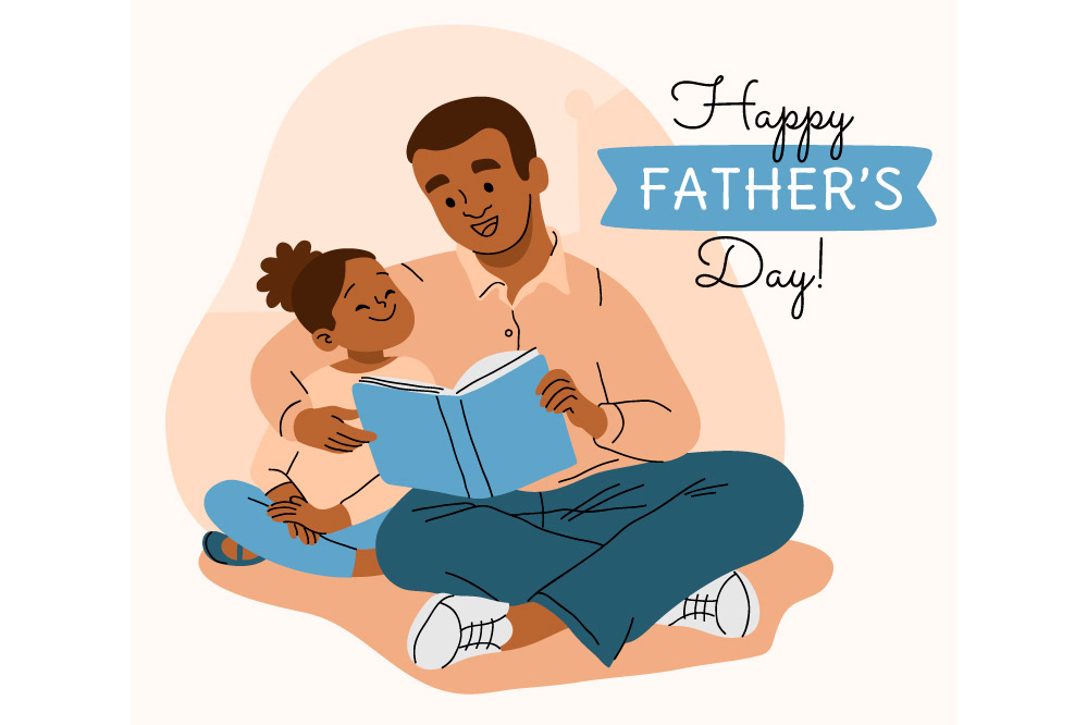 Illustration of a father reading to her daughter