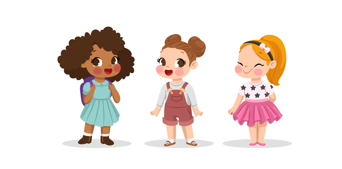 Children characters in a cute, colorful style