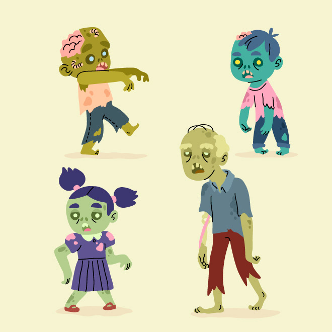 Illustrated zombie characters