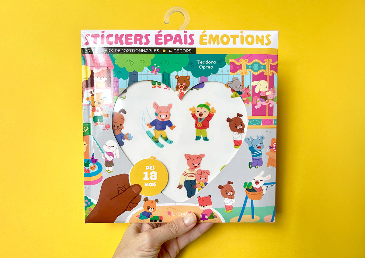 Fun sticker activity set illustrated by Teodora Oprea for Grund 