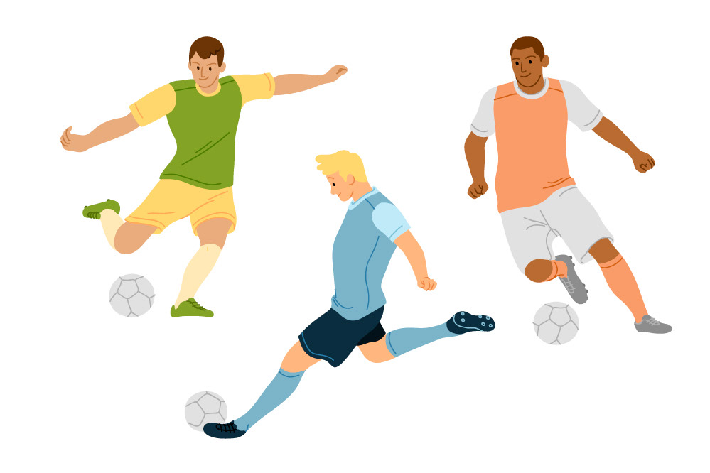 Illustrated soccer players