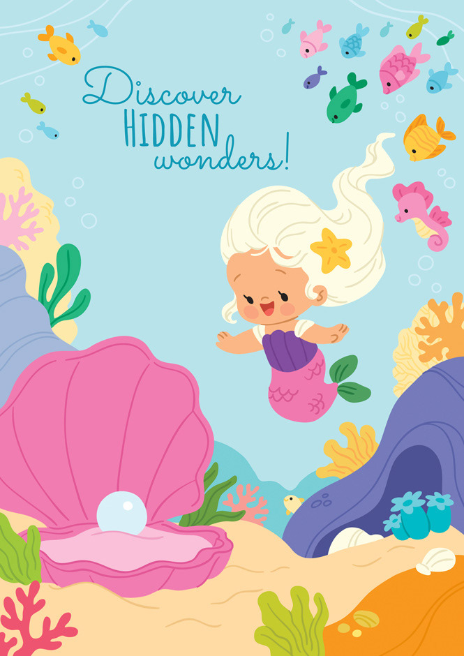 Cute illustrated mermaid character for children