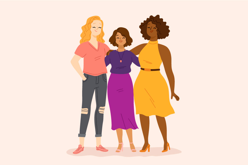 Illustrated group of female friends