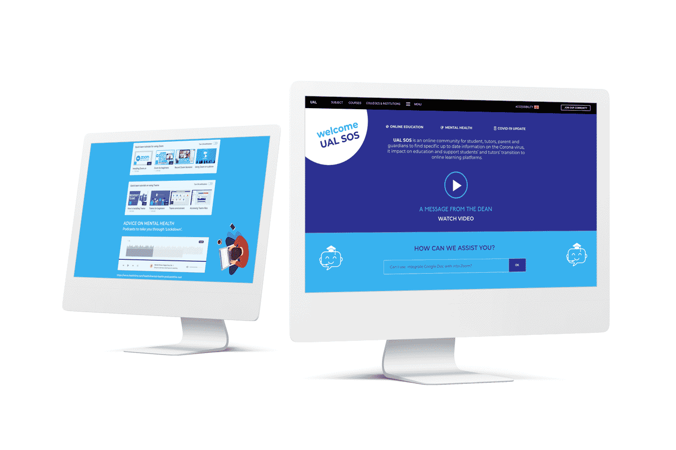 Computer screens displaying the final Outreach app