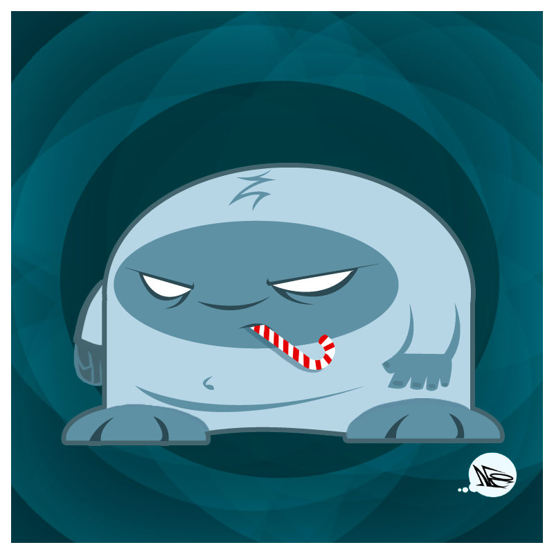 Peppermint Yeti made in Illustrator.