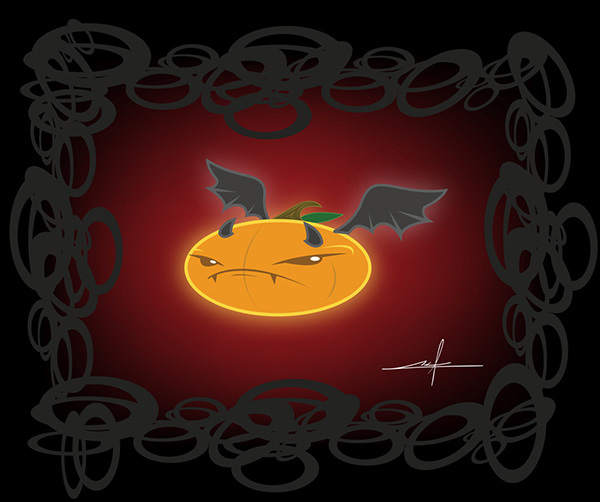 Pumpkin Bat made in Illustrator. 