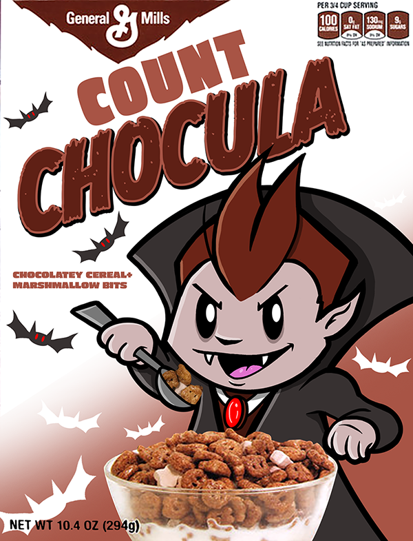Count Chocula Cereal Box made in Procreate. 
