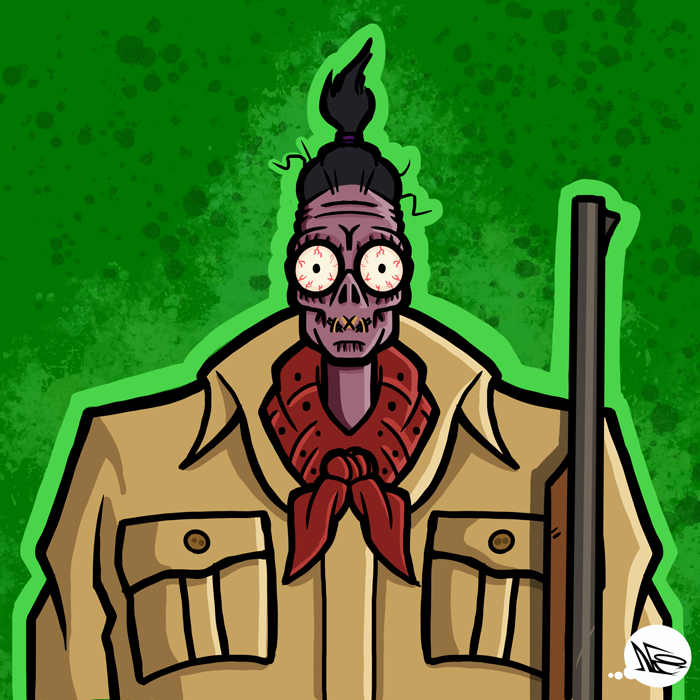 Beetlejuice Shrunken Head made in Procreate.