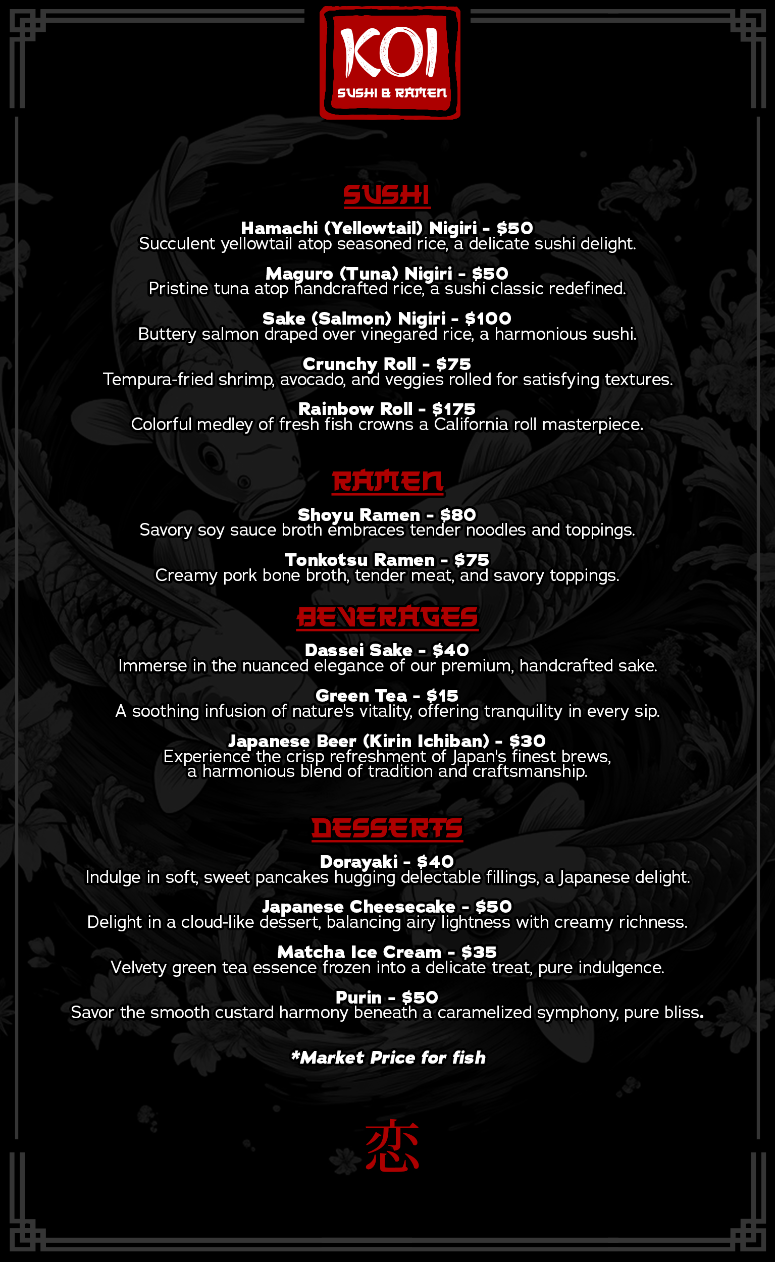 GTA V RPG Restaurant Menu Design